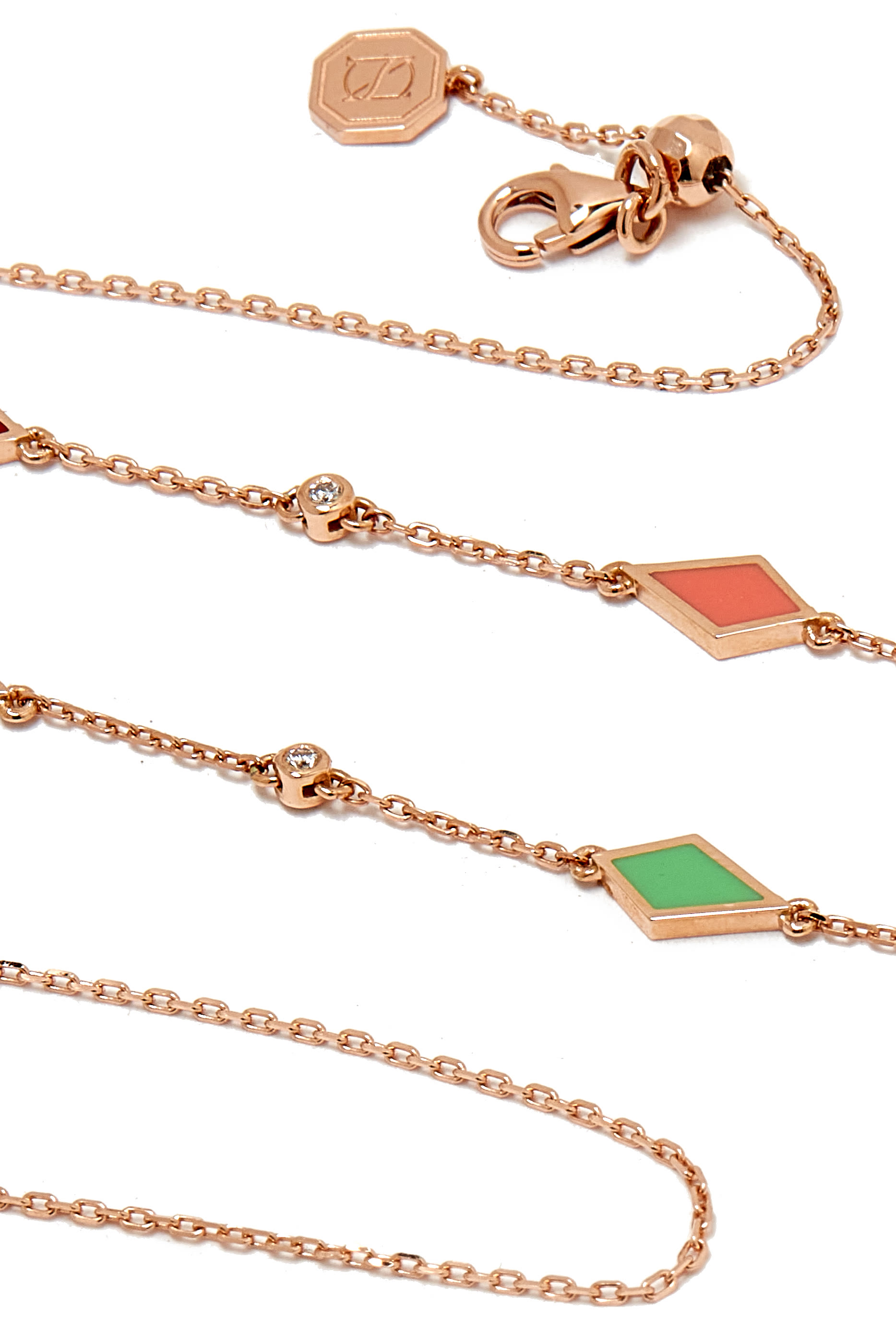 Mosiac Choker, 18k Pink Gold with Enamel & Diamonds