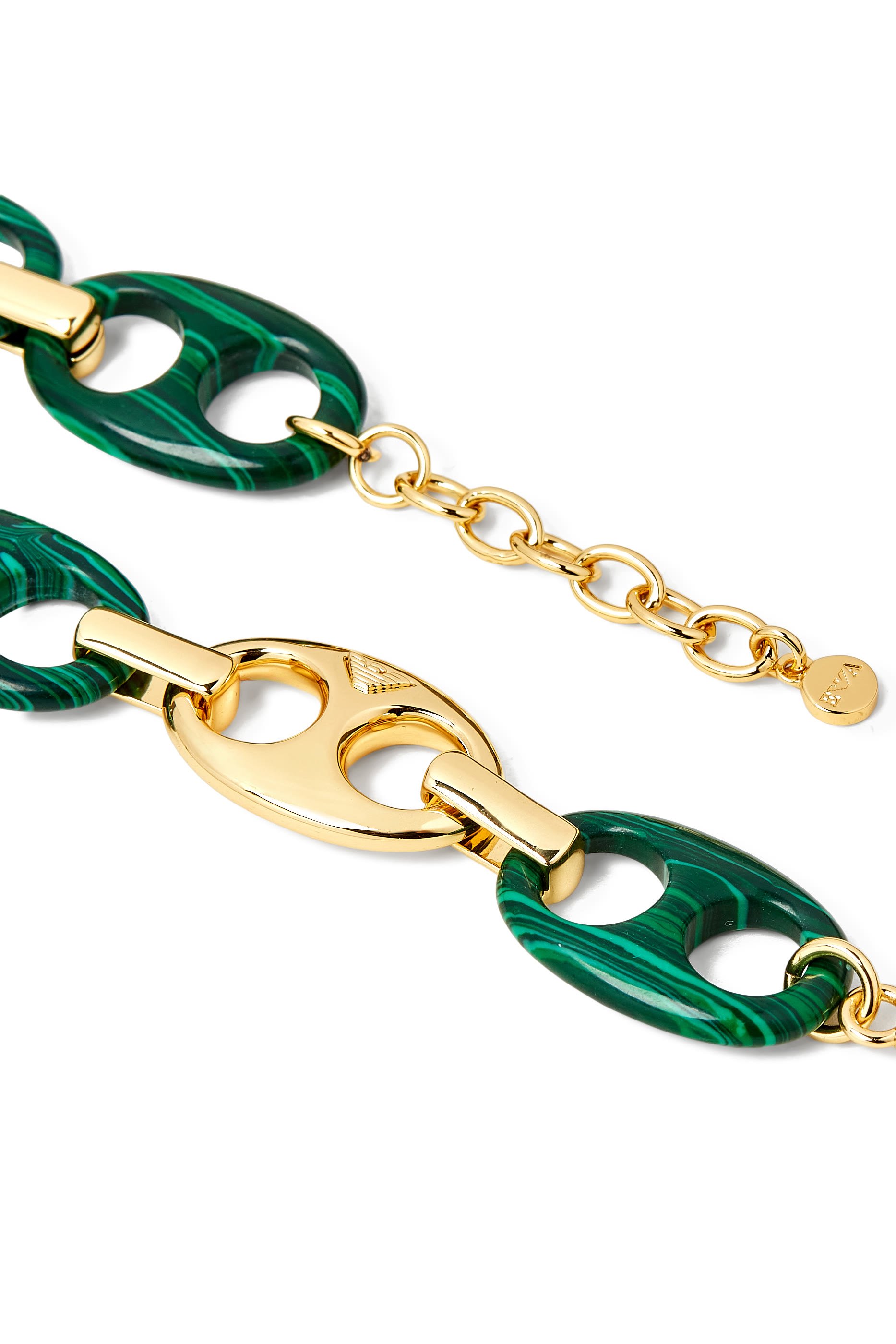 Reconstituted Malachite Chain Bracelet, Brass & Malachite