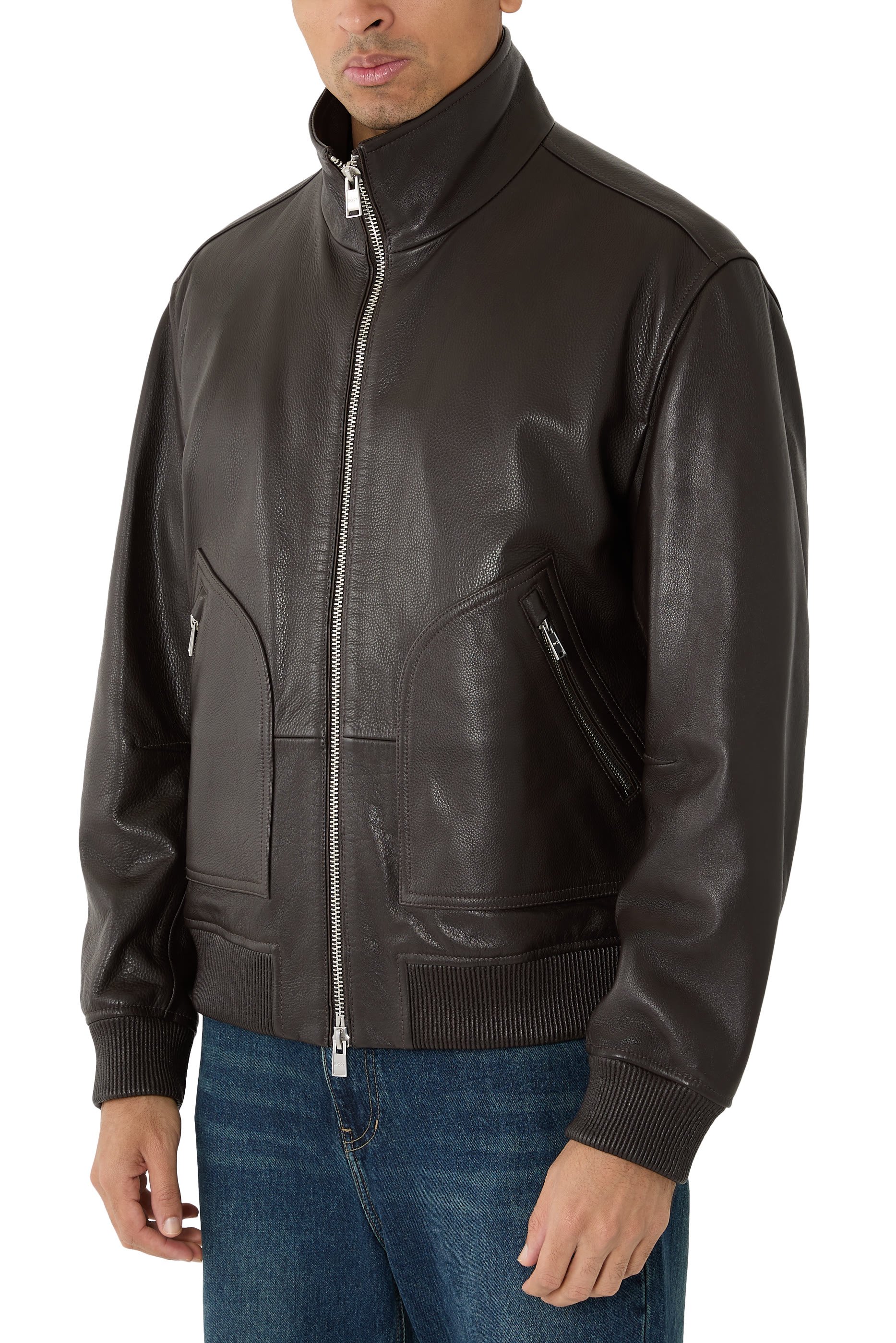 Nappa-Leather Jacket with Two-Way Zip