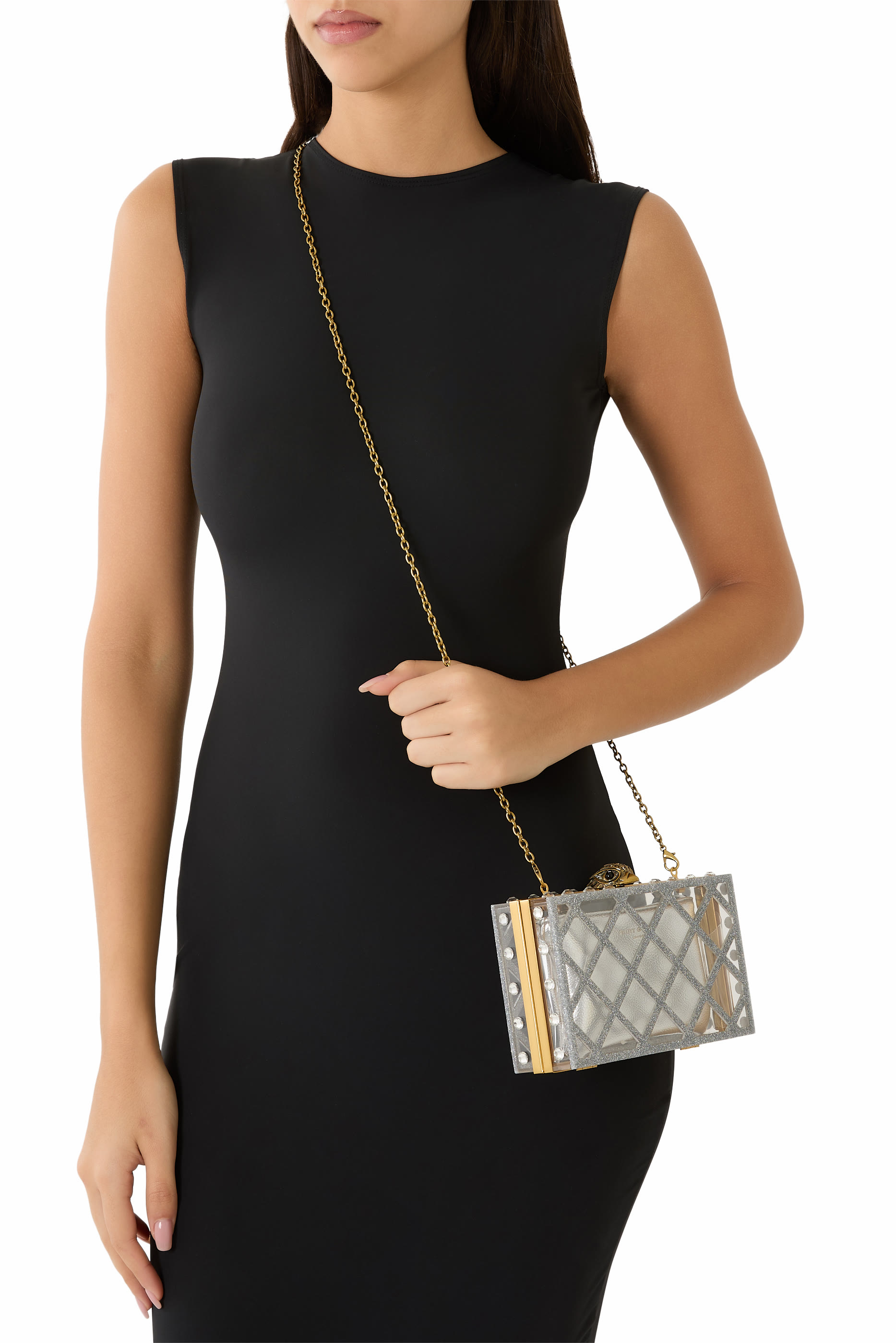 Crystal Quilt Box Clutch Bag