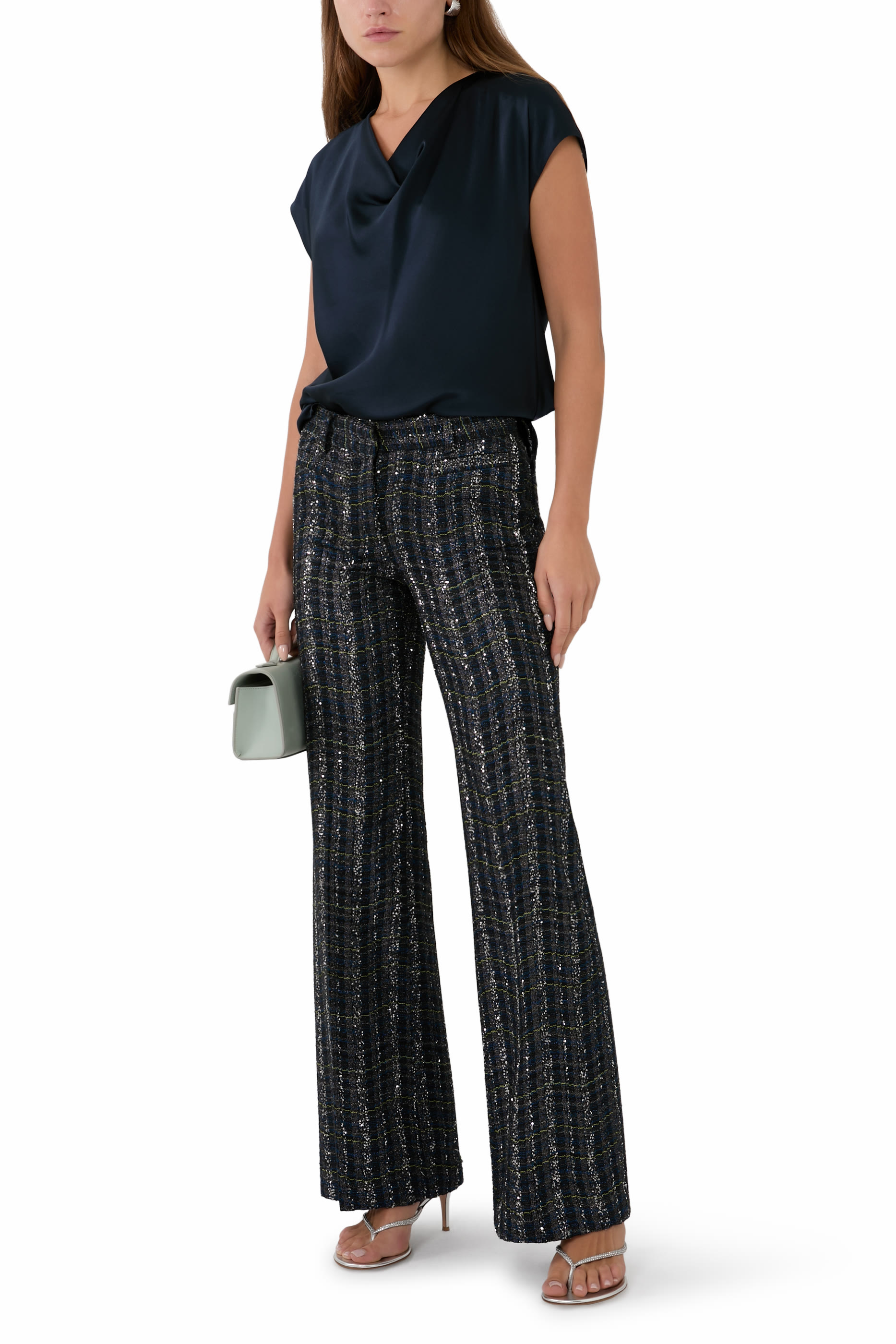 Tailored Check and Wave Pattern Trousers