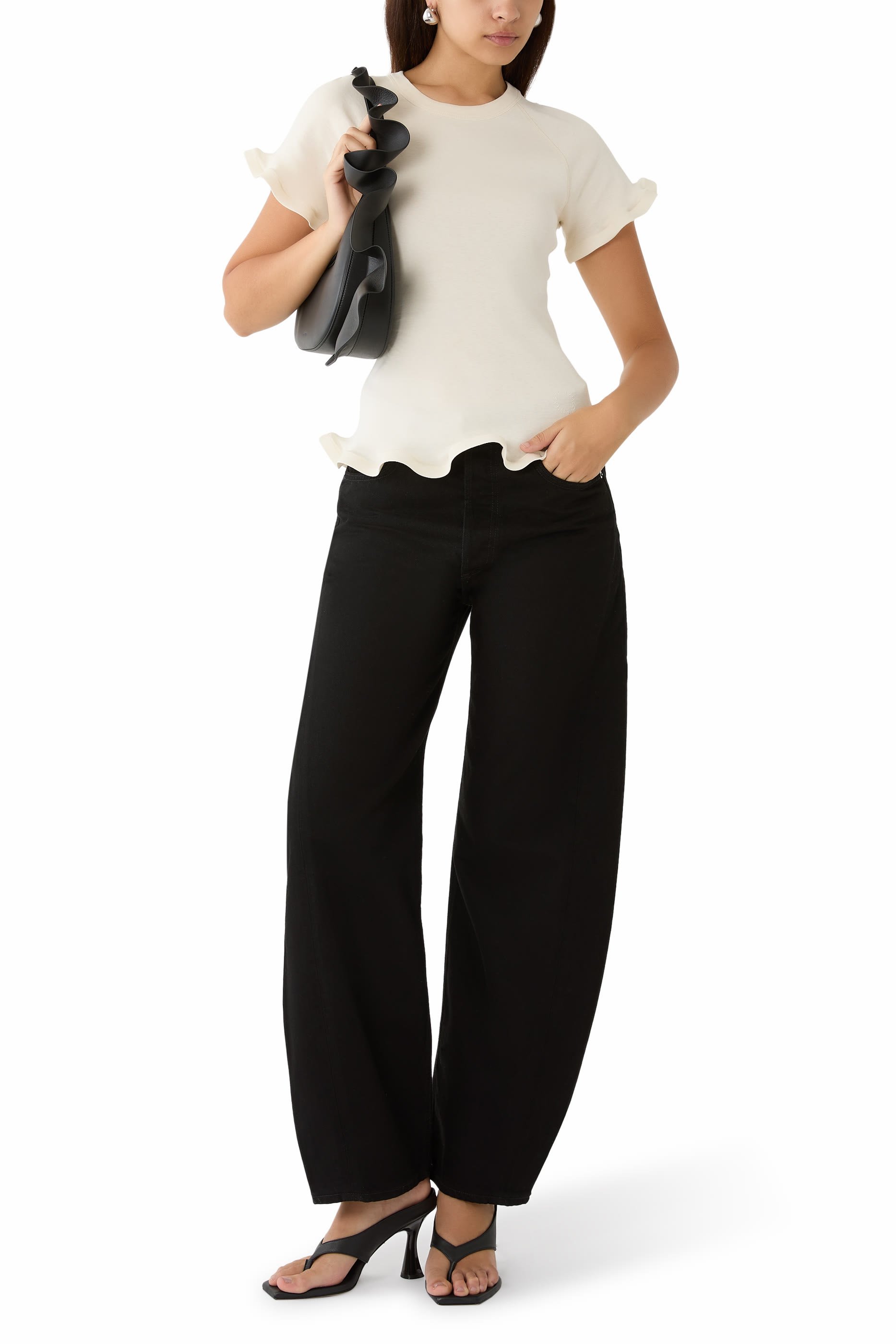 Frilled Hem Ribbed T-Shirt