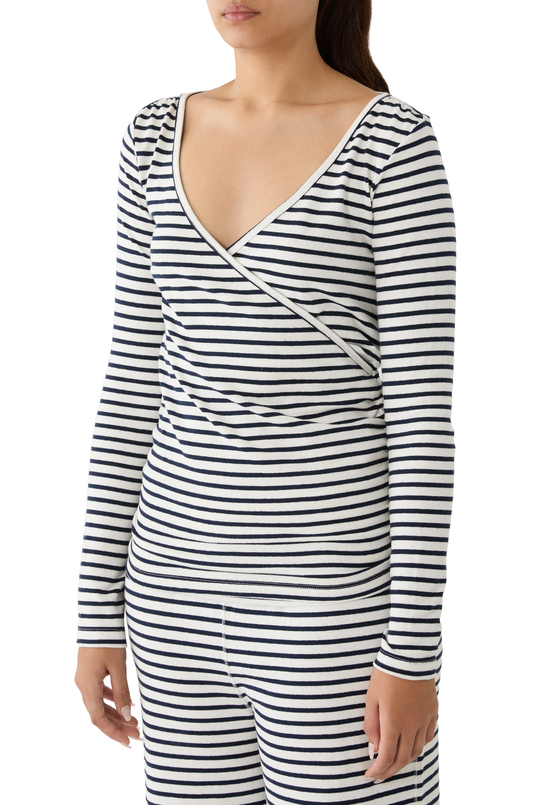 Stripe Jersey Wrap Top