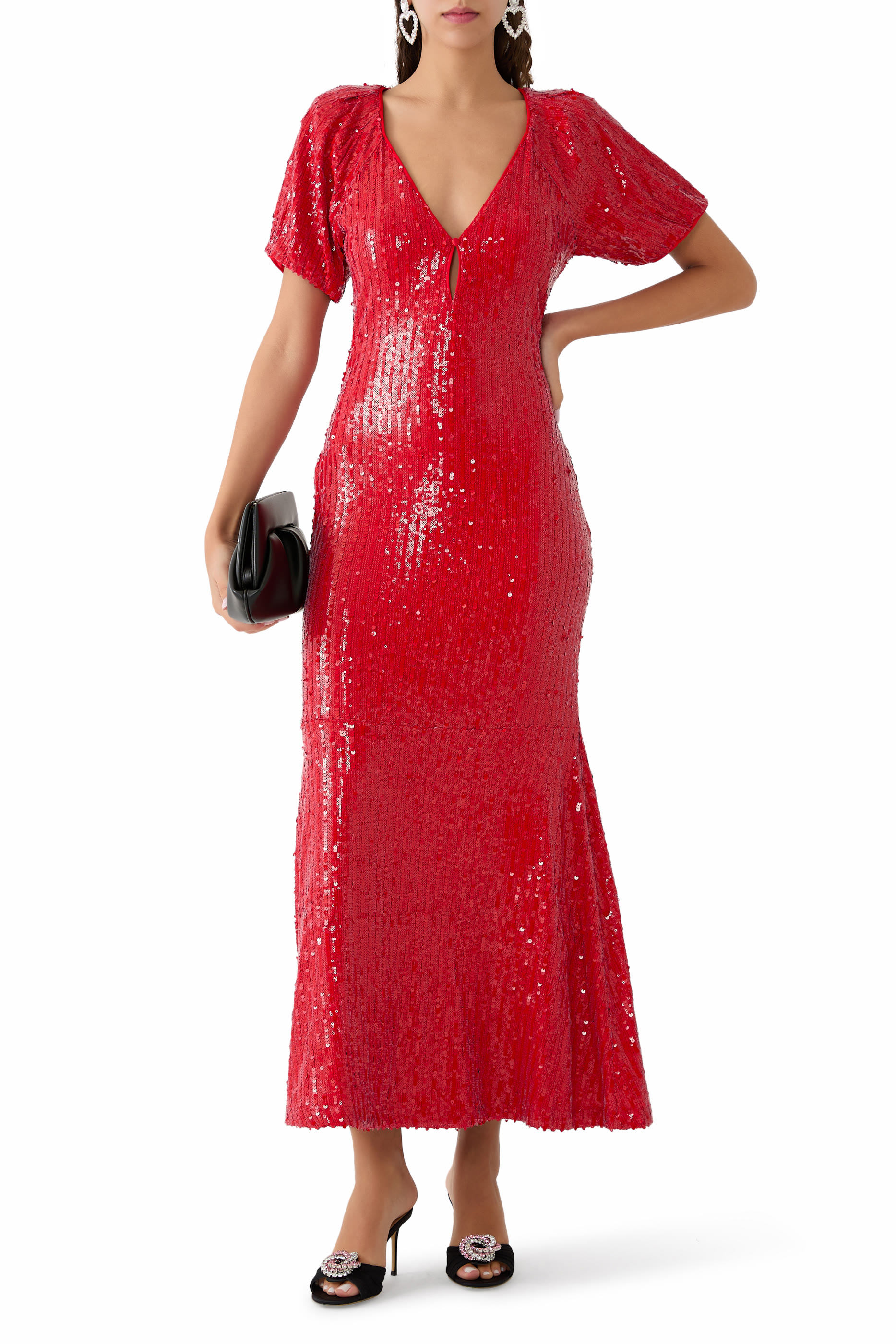 Sequins N-Neck Midi Dress