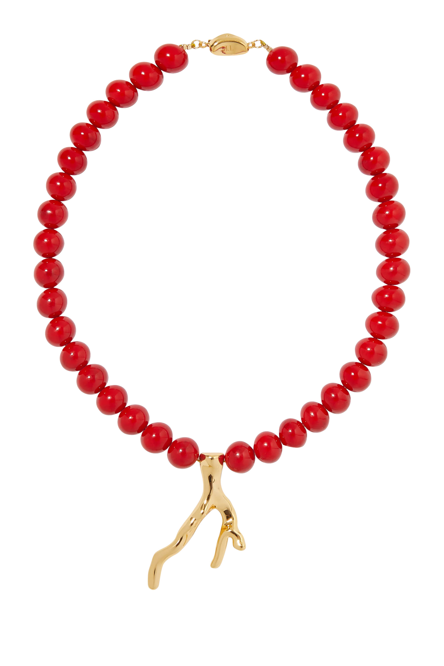 Pearls with Coral Charm Necklace