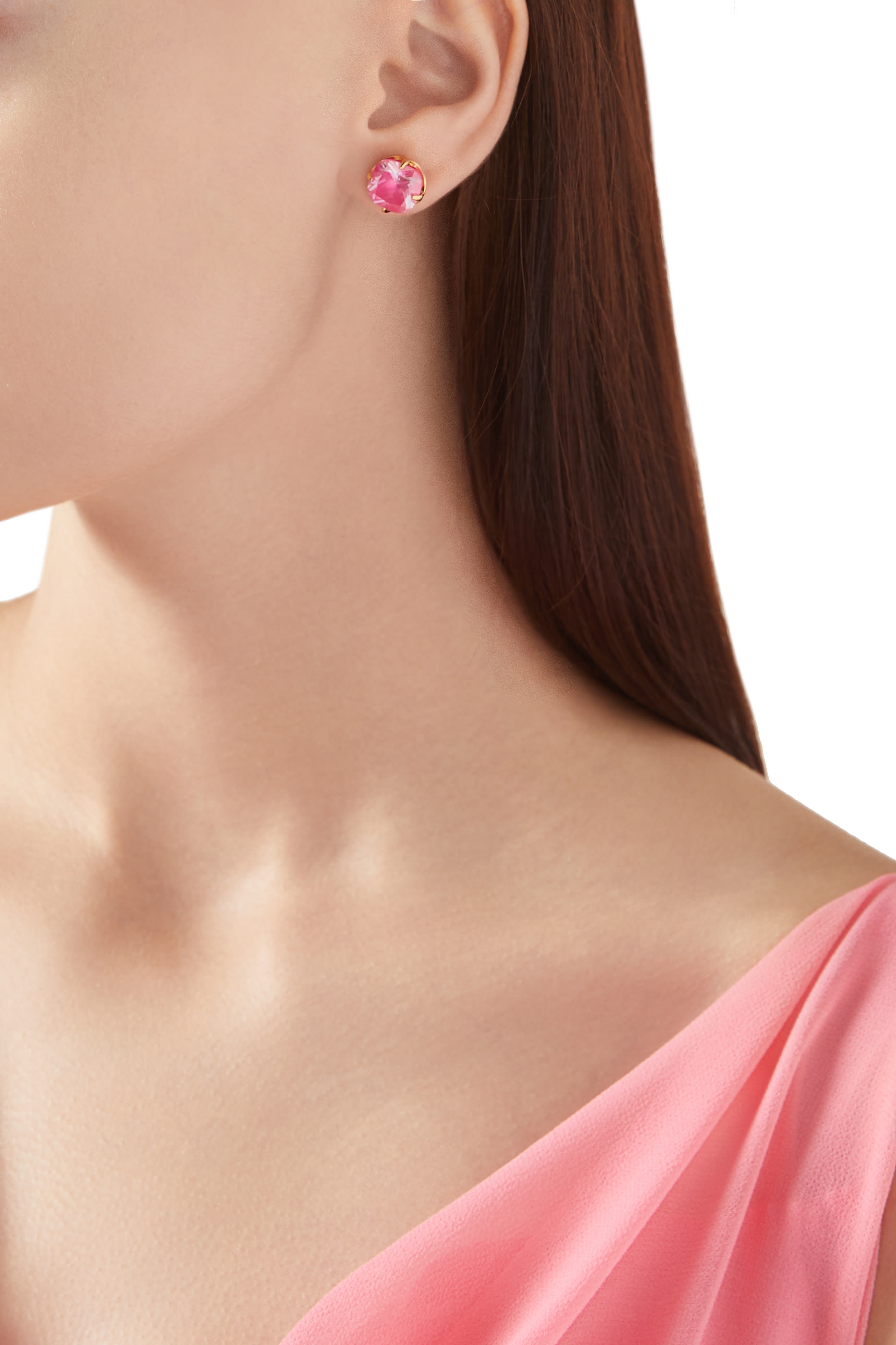 Pop of Joy 10mm Spade Flower Studs, Plated Metal & Cubic Zirconia, Enamel, Titanium Posts