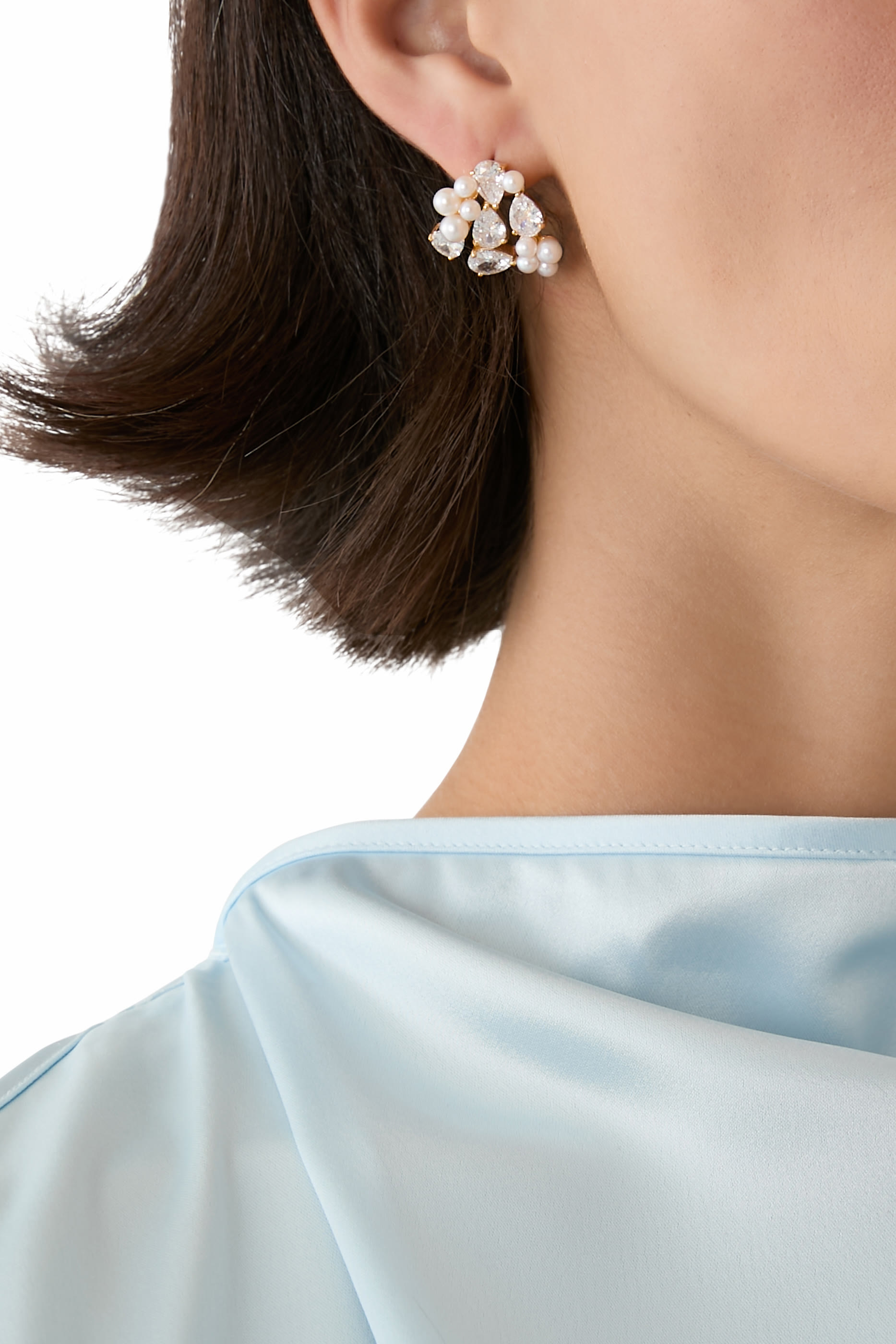 Breaths We Dare To Take Earrings, Recycled Sterling Silver Plated in 18k Yellow Gold Vermeil with Freshwater Pearl &  Zirconia