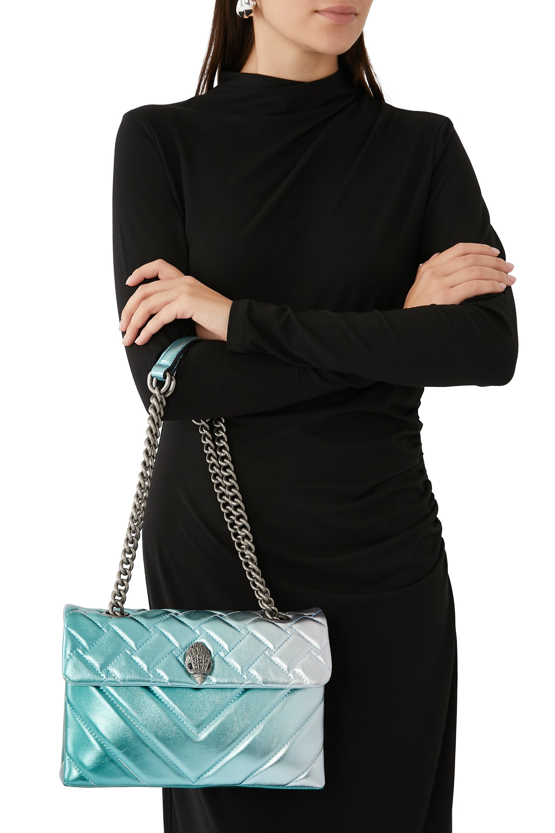 Metallic Leather Kensington Shoulder Bag