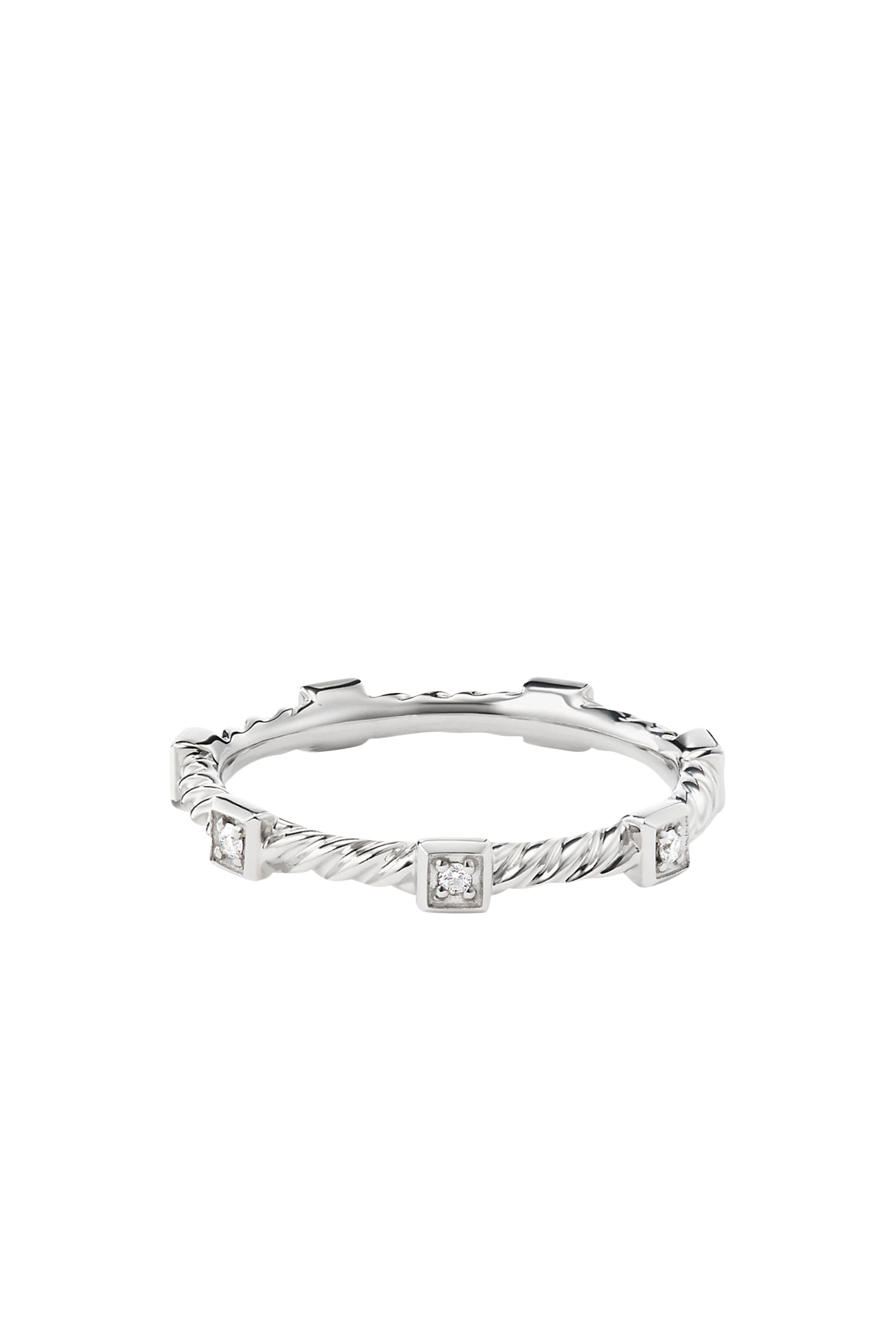 Cable Collectibles Stack Ring, 18k White Gold & Diamond
