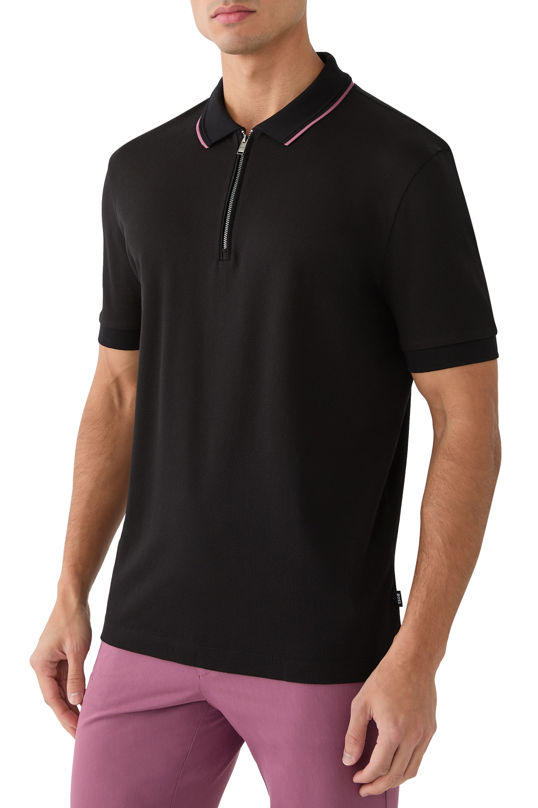 Structured-Cotton Polo Shirt with Zip Placket