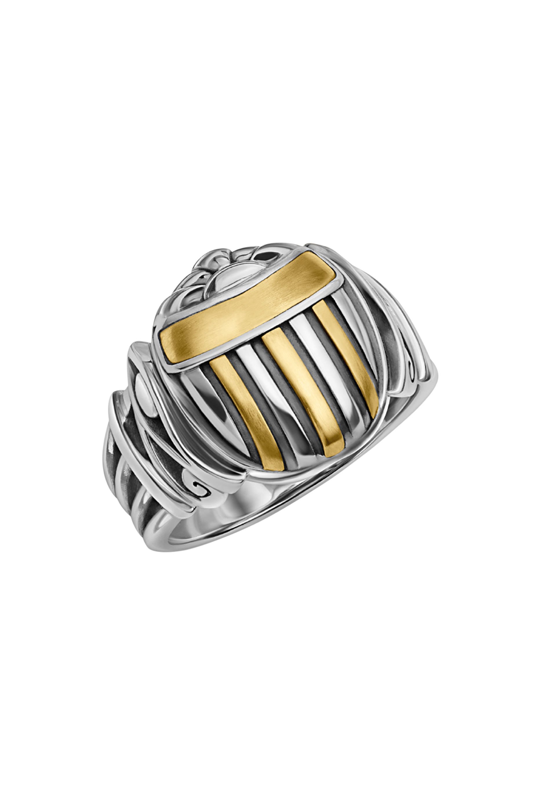 Eye of Horus Scarab Ring, 18K Yellow Gold & Sterling Silver
