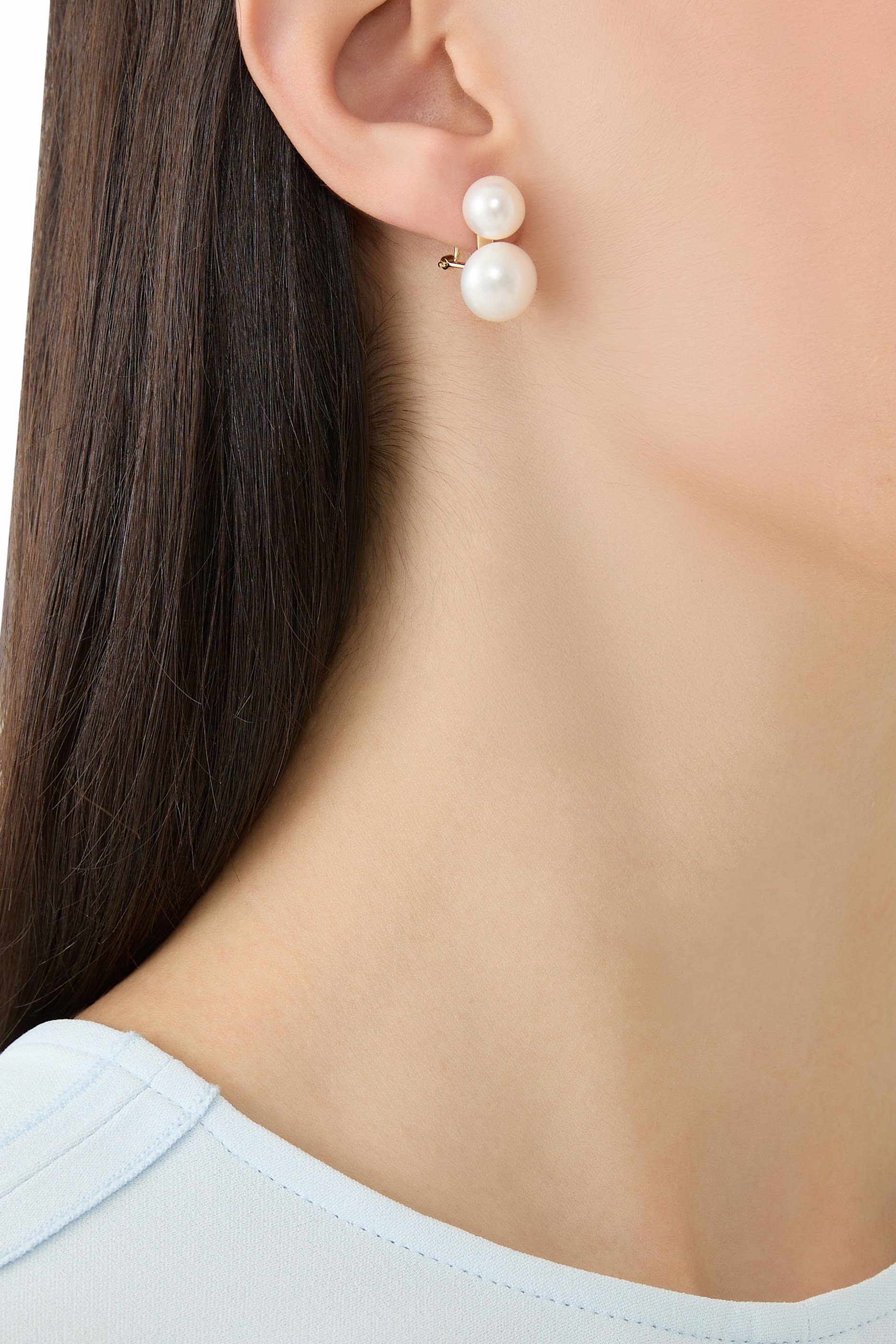 Bianca Pearl Earrings, 14k Vermeil on Sterling Silver & Freshwater Pearl