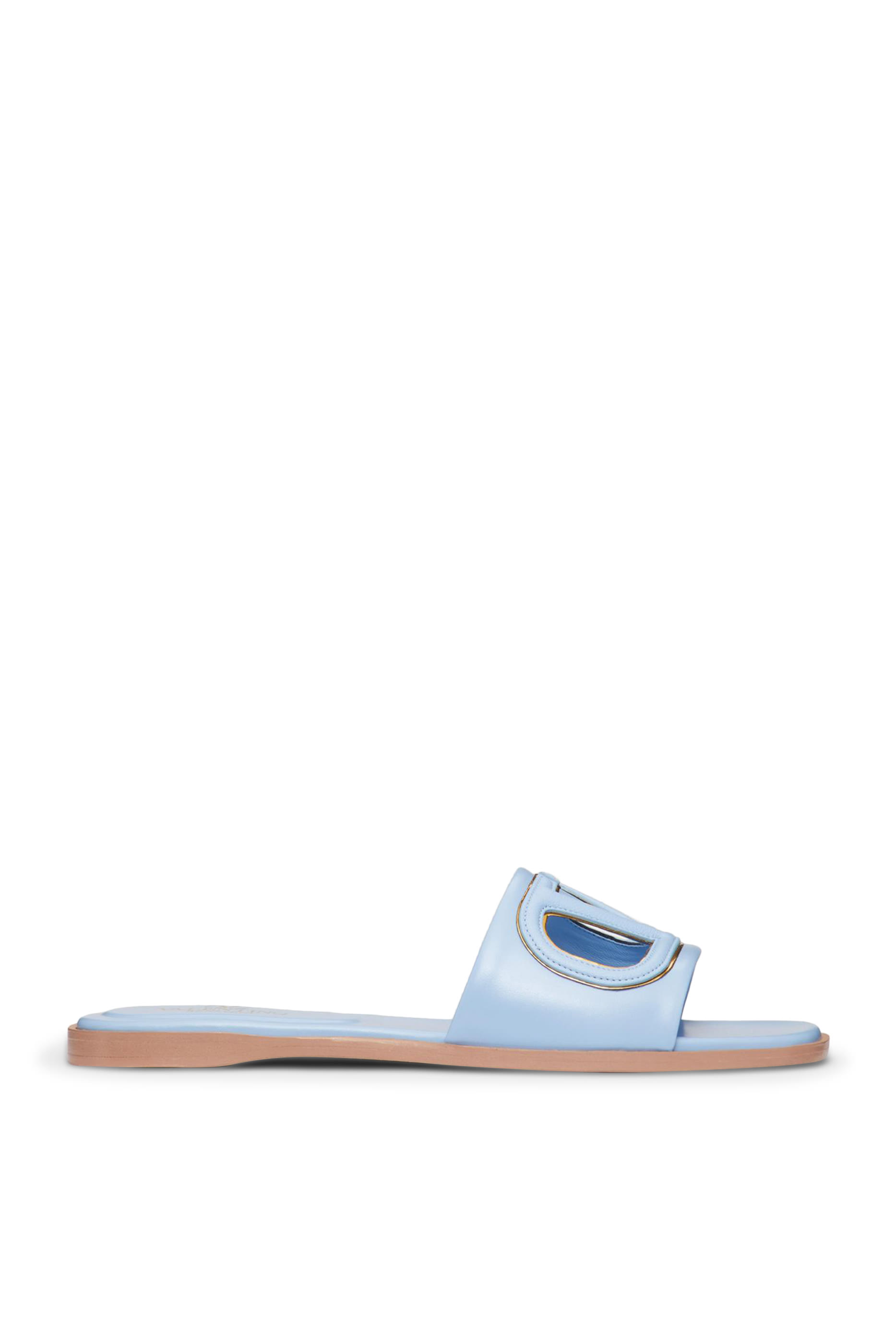 VLogo Cut-Out Leather Slides