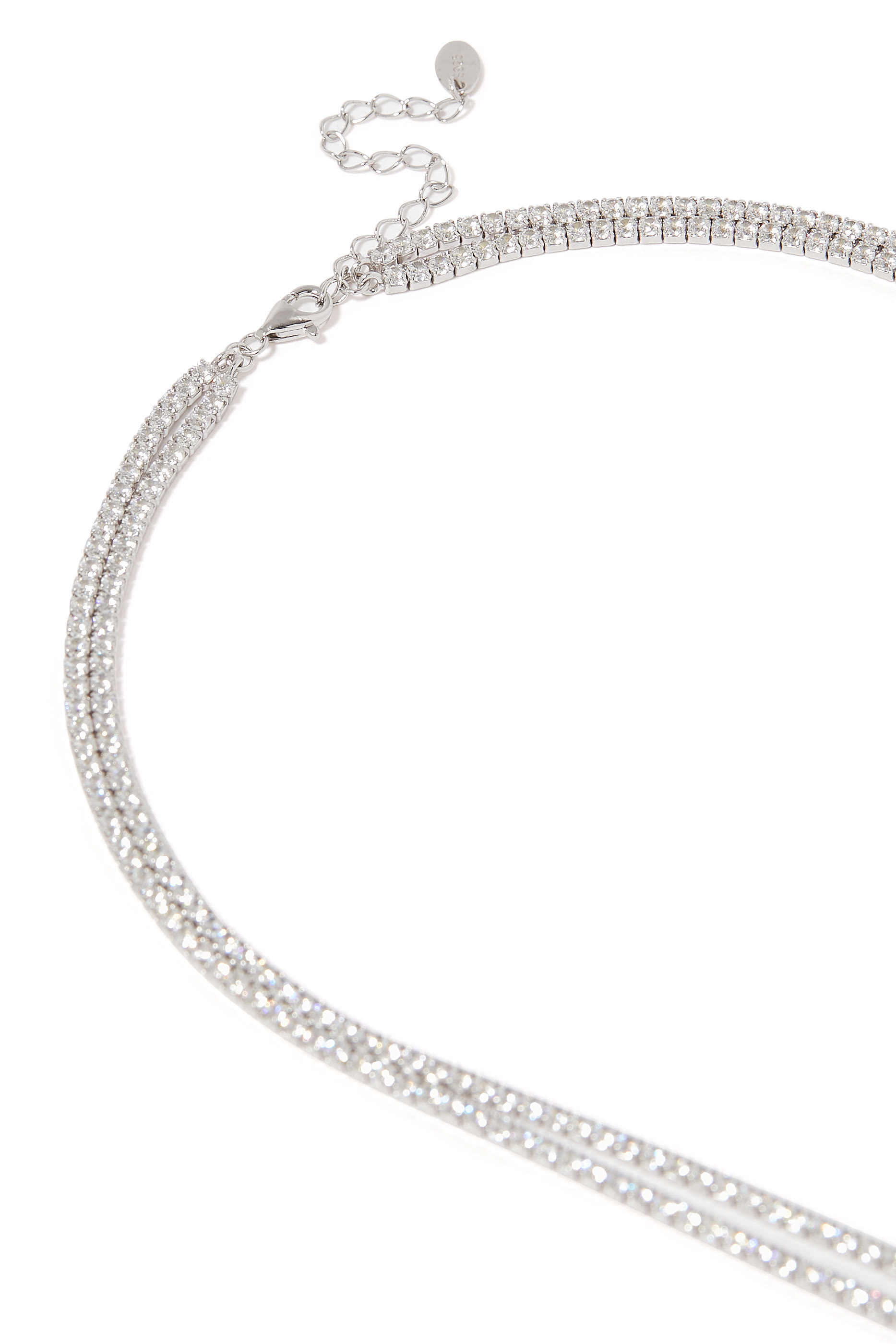 Tennis Layered Necklace, Sterling Silver with Cubic Zirconia & AAAA+
