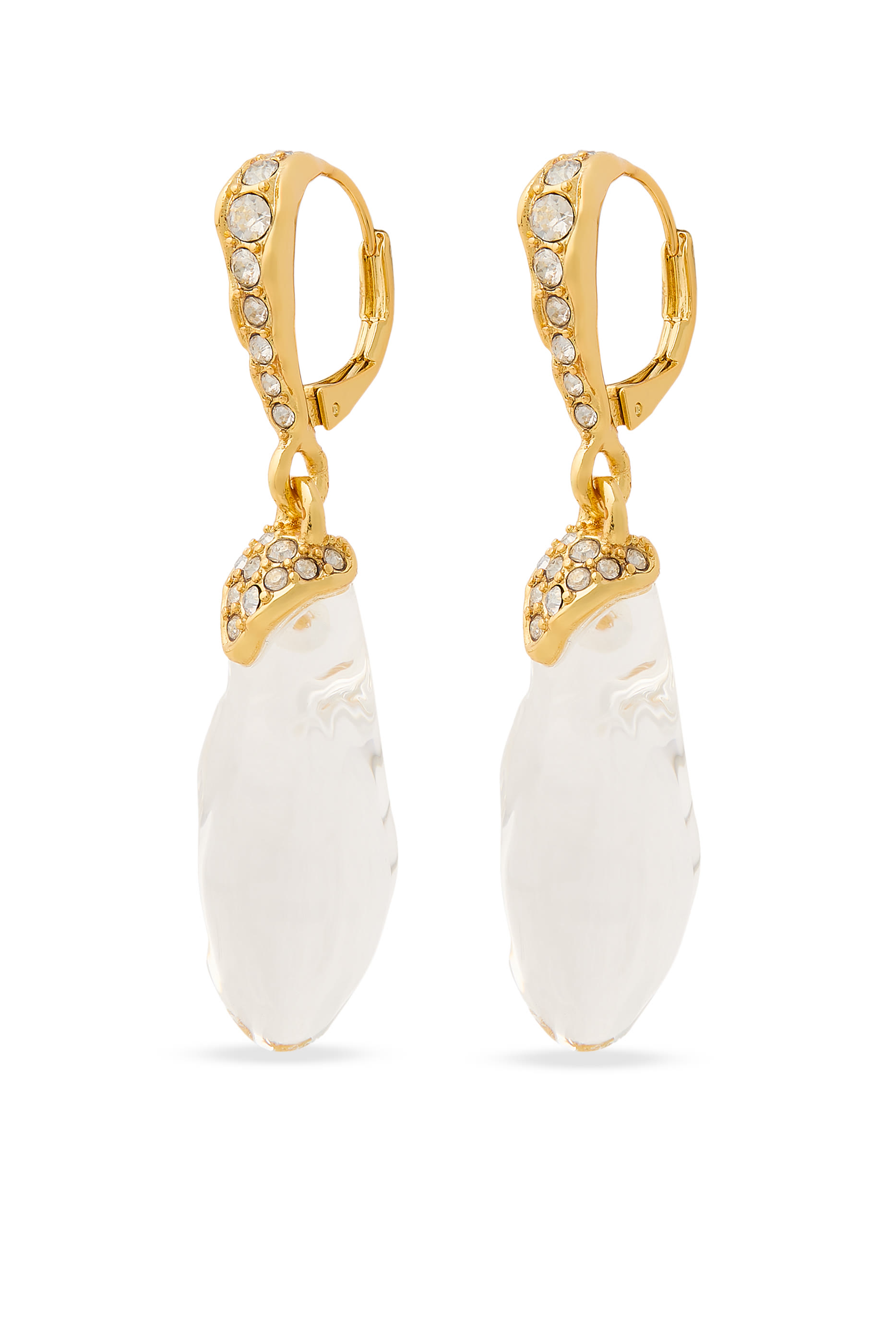 Liquid Lucite Crystal Pav&eacute; Leverback Earrings