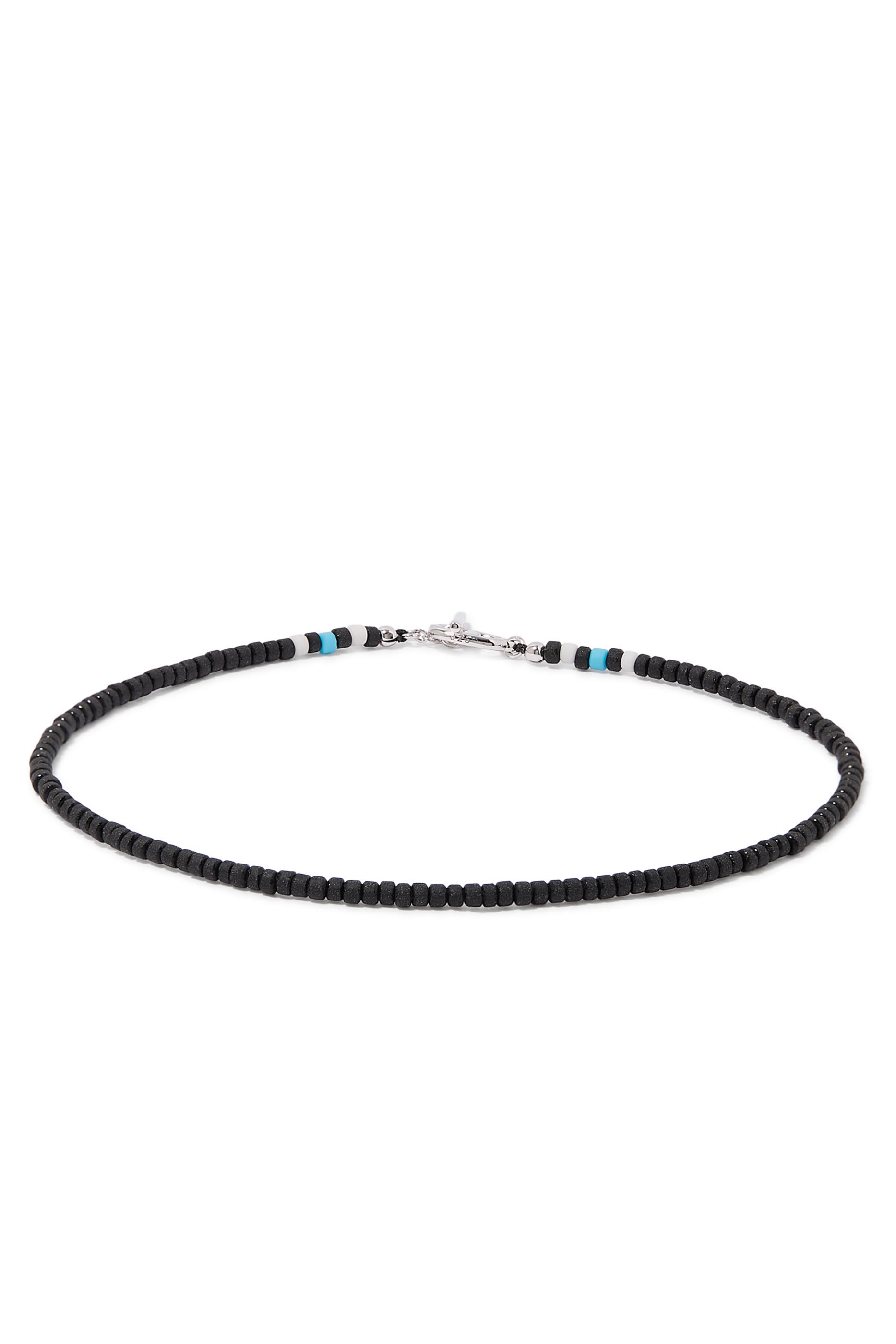 Avi Bracelet, Sterling Silver & Black Heishi Beads