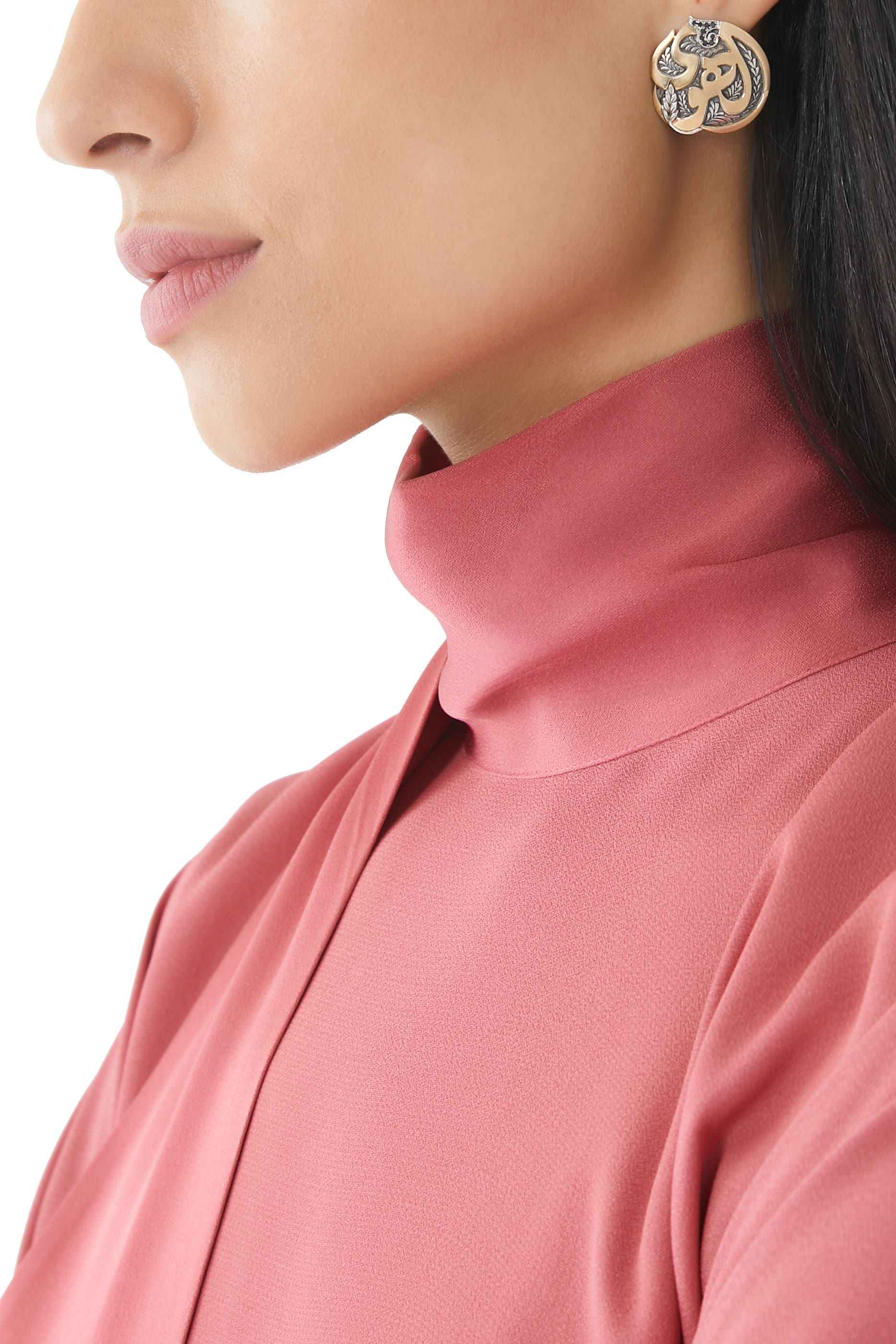 El Hawa Button Earrings, 18k Yellow Gold, Sterling Silver & Black Diamonds