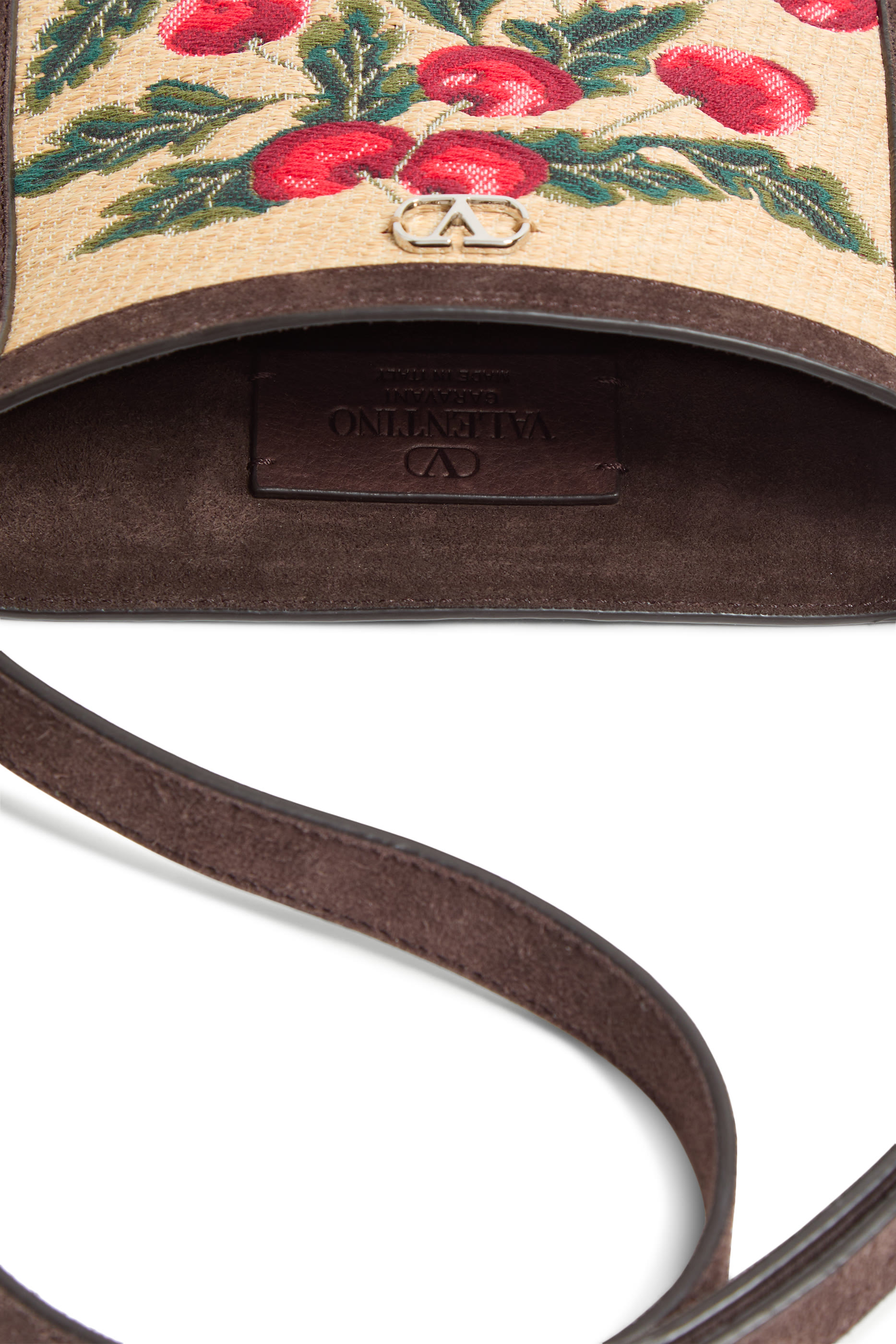 Nellc&ocirc;te Small Shoulder Bag in Jacquard Synthetic Raffia with Cherryfic Pattern