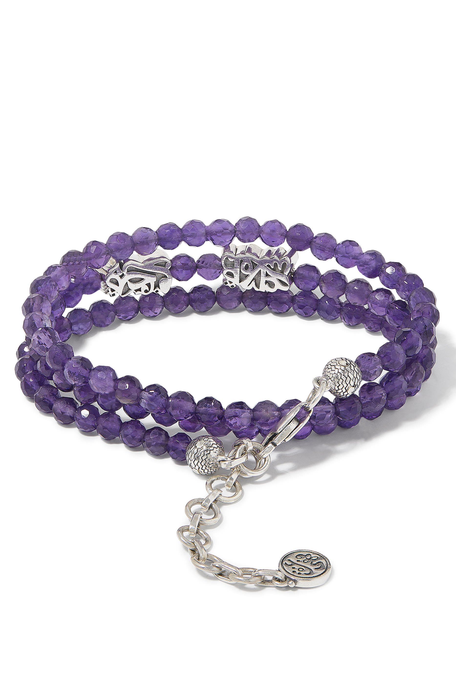 Nur Happiness Wrap-Around Bracelet, 18K Gold with Sterling Silver & Amethyst