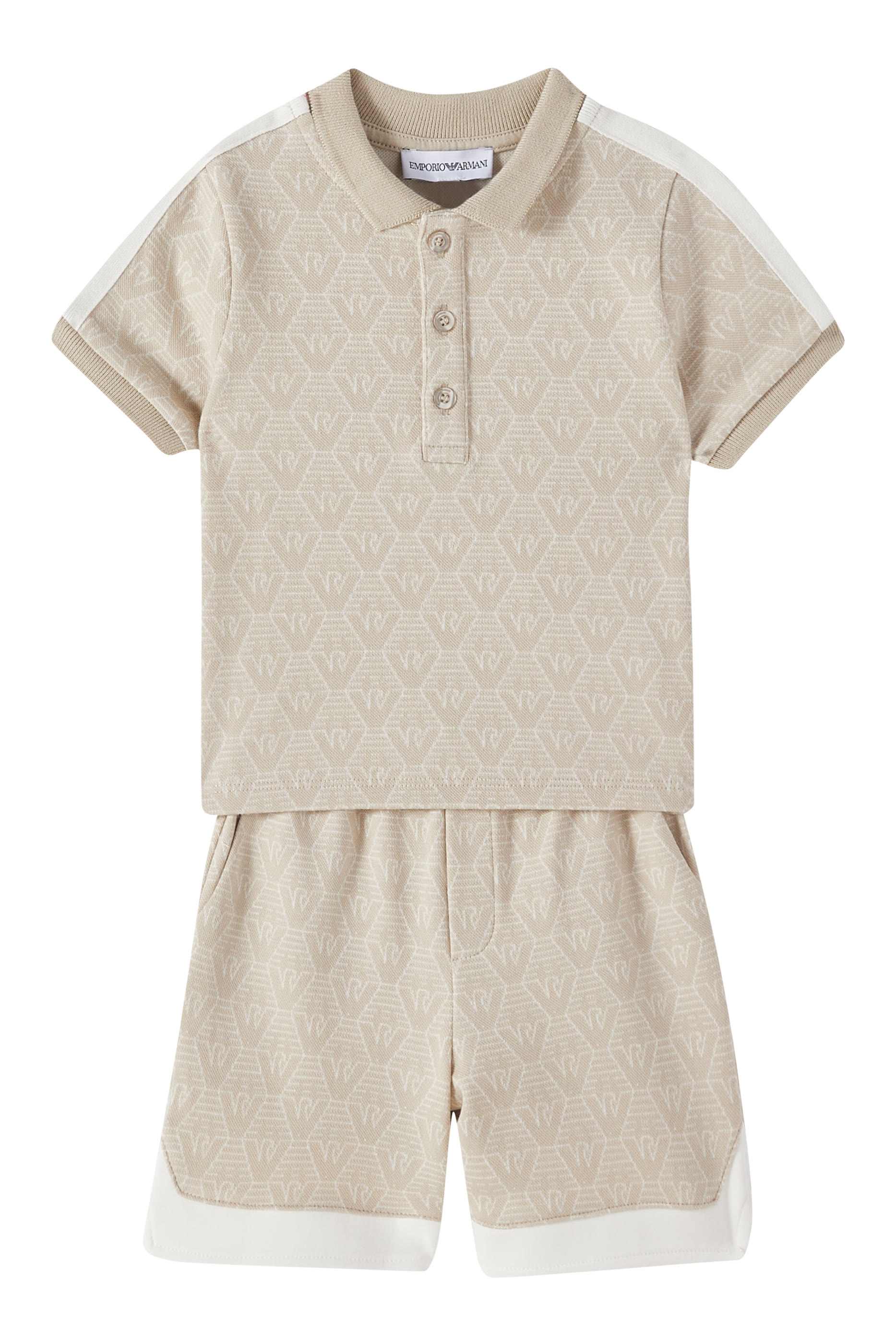 Kids All-Over Eagle Jacquard Jersey Polo Shirt