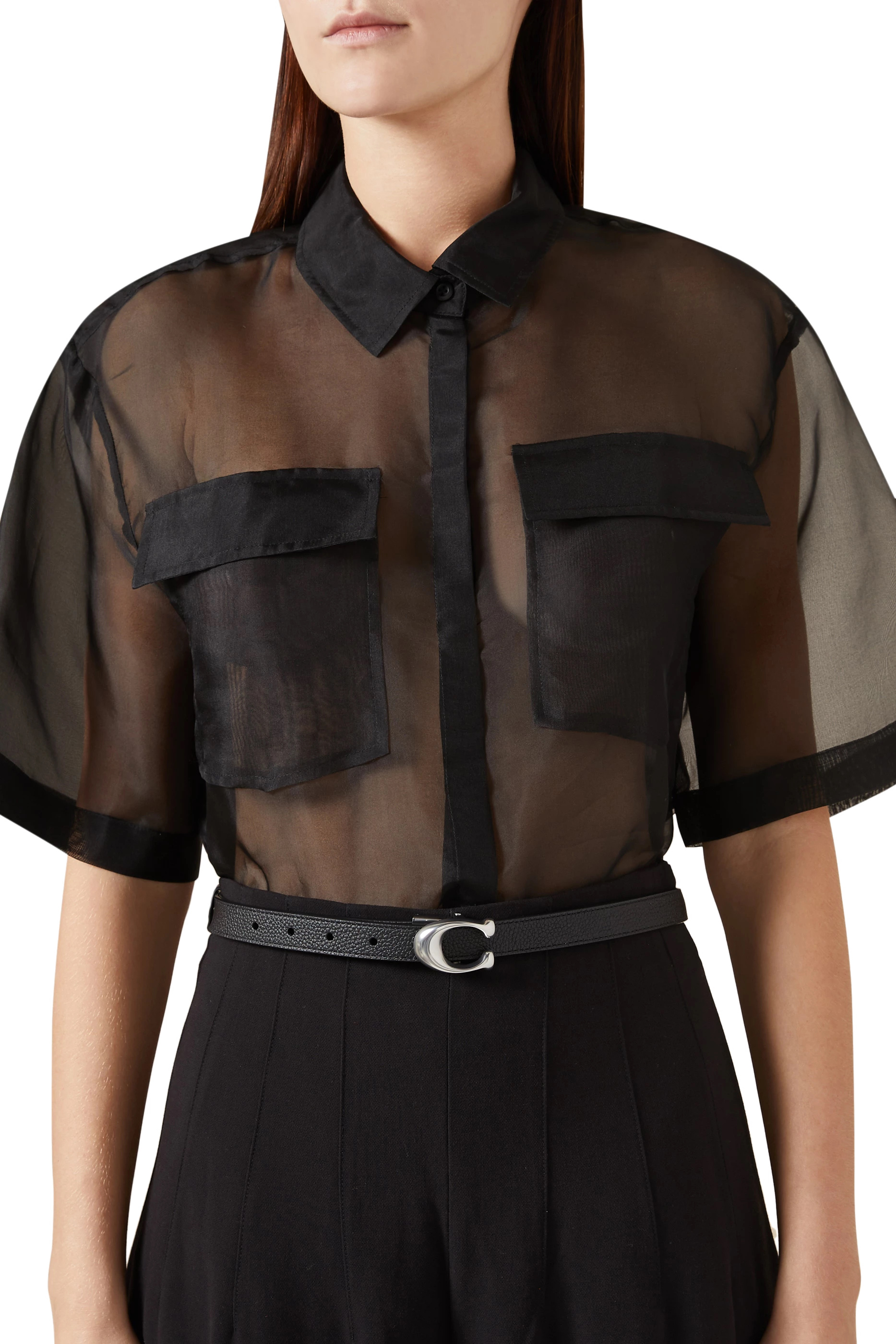 Sculpted Signature Buckle Reversible Belt