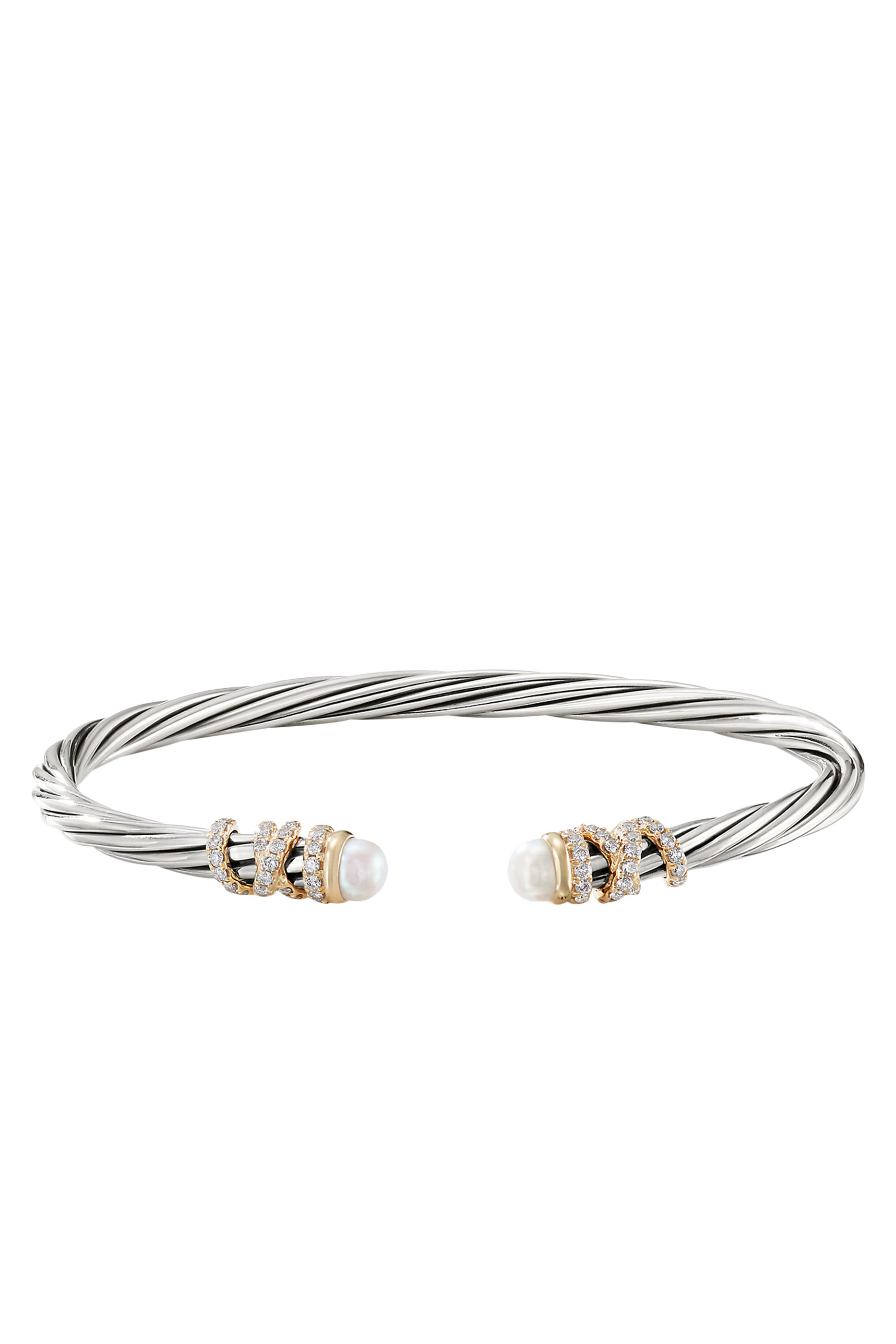 Helena Bracelet, Sterling Silver with 18K Gold, Diamond & Pearl