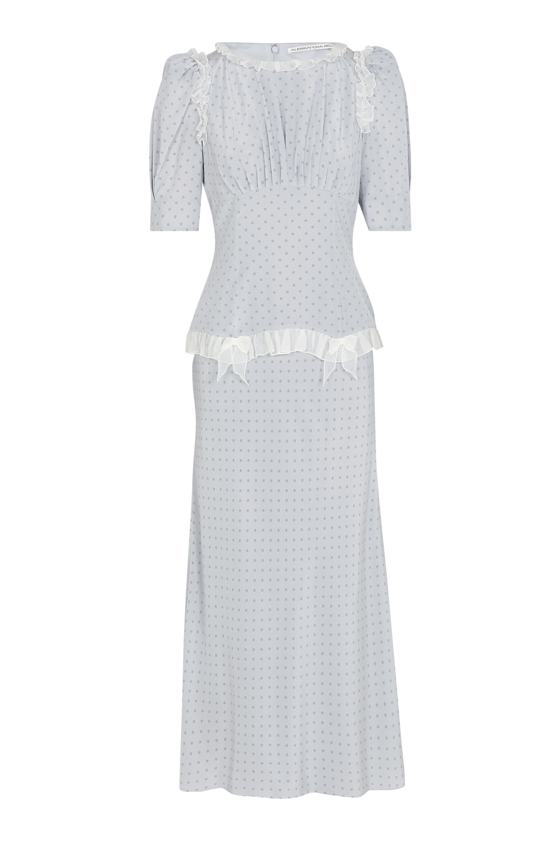 Polka Dot Print Ruffles Midi Dress