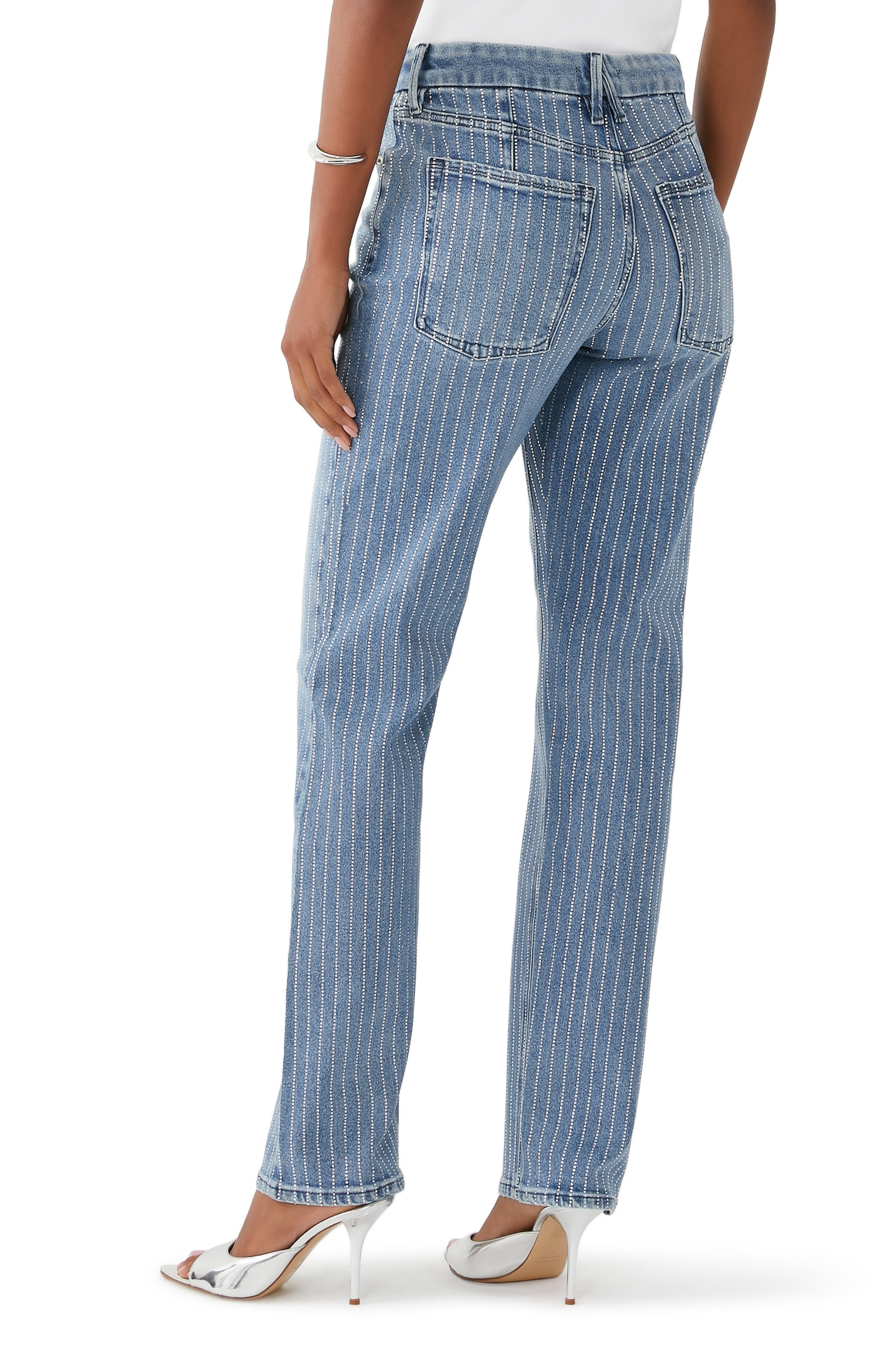 Good Icon Rhinestone Straight-Leg Jeans