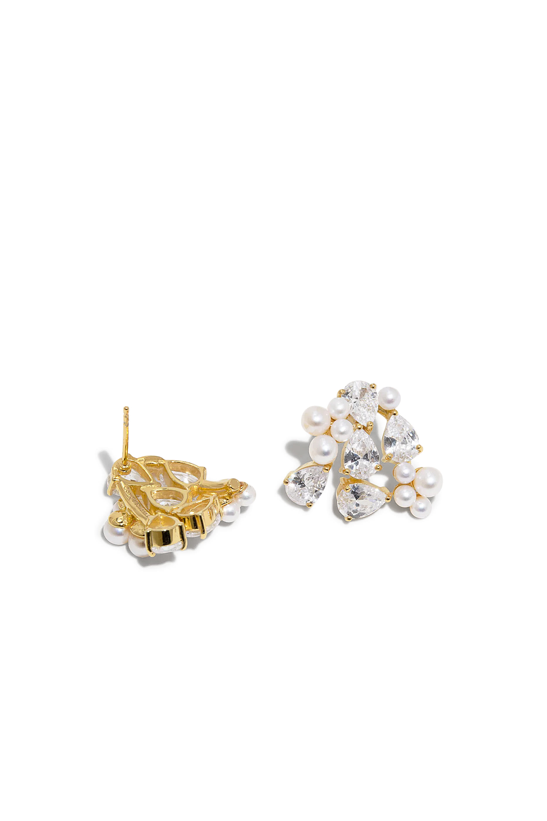 Breaths We Dare To Take Earrings, Recycled Sterling Silver Plated in 18k Yellow Gold Vermeil with Freshwater Pearl &  Zirconia