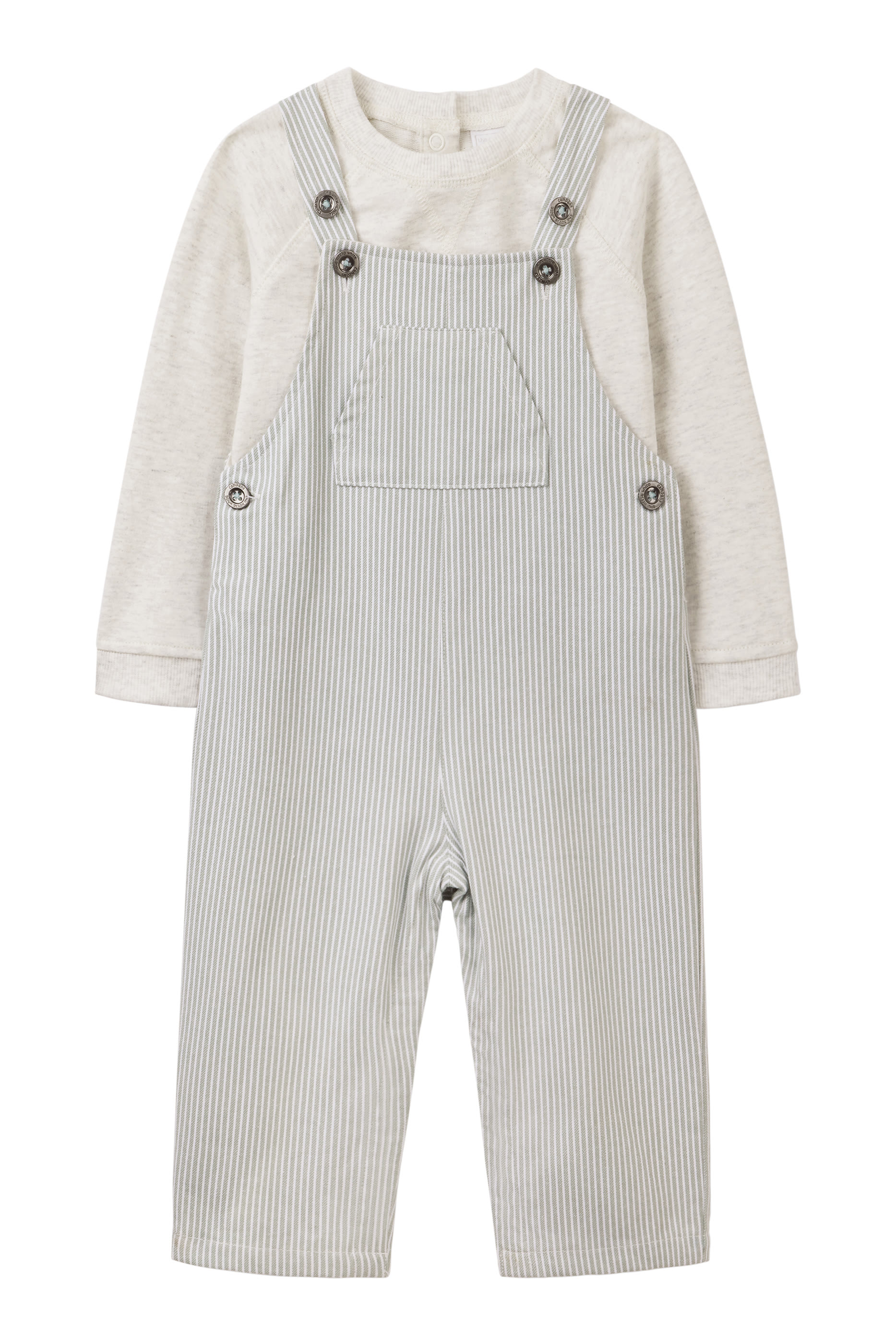 Kids Striped Twill Dungarees & Sweatshirt Set
