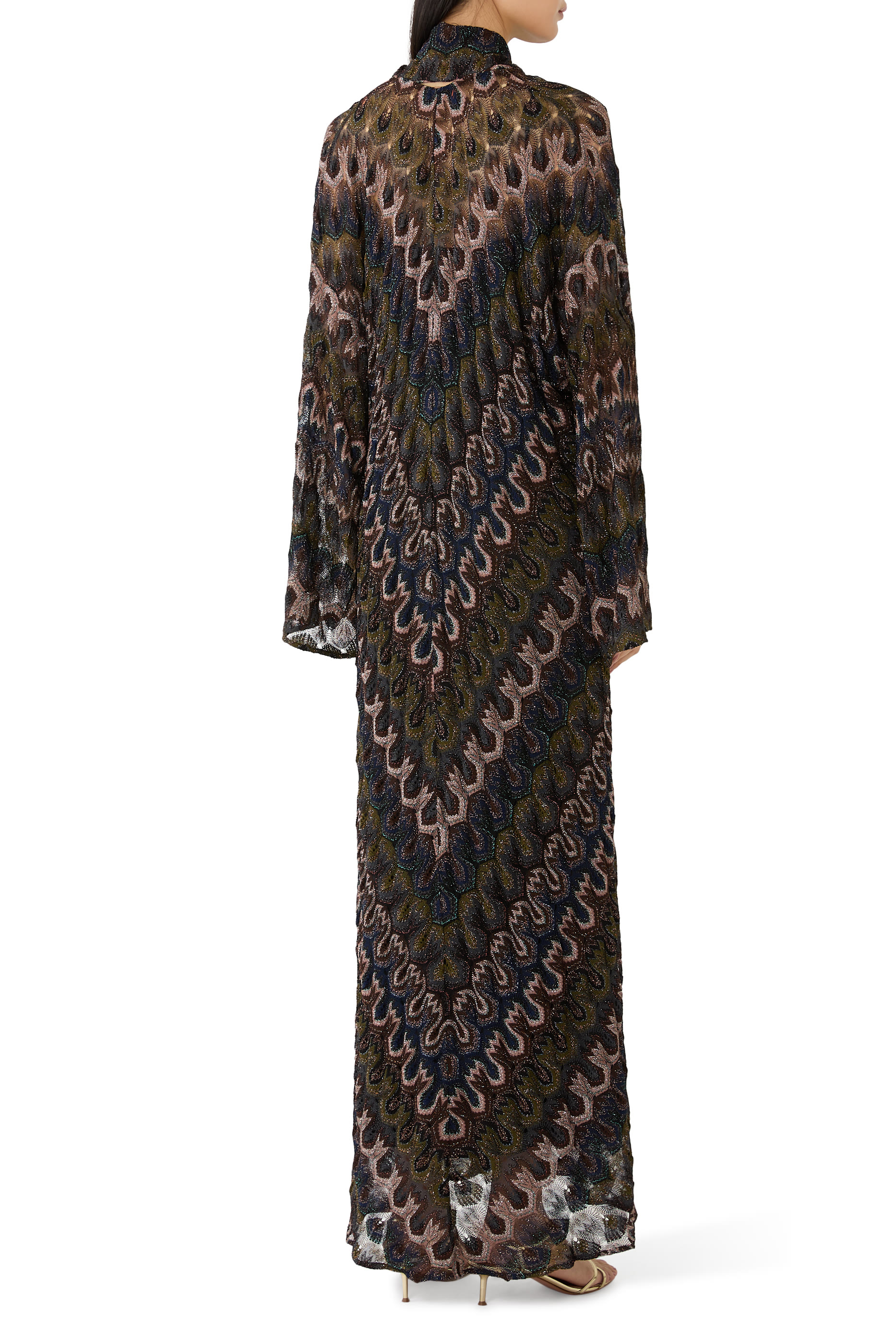  Long Lam&eacute; Viscose Dress with Removable Sash 