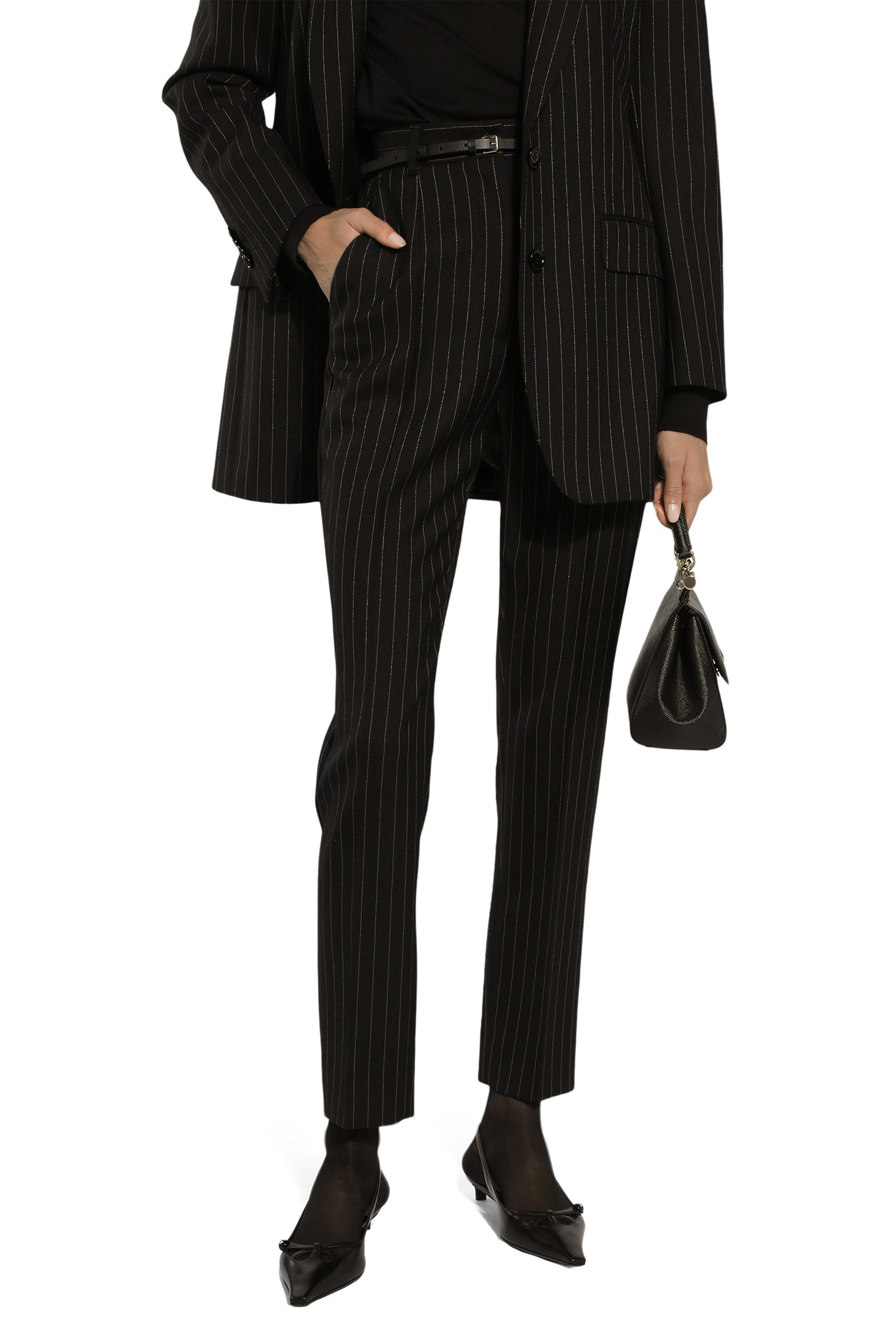 Tailored Pinstripe Wool Pants