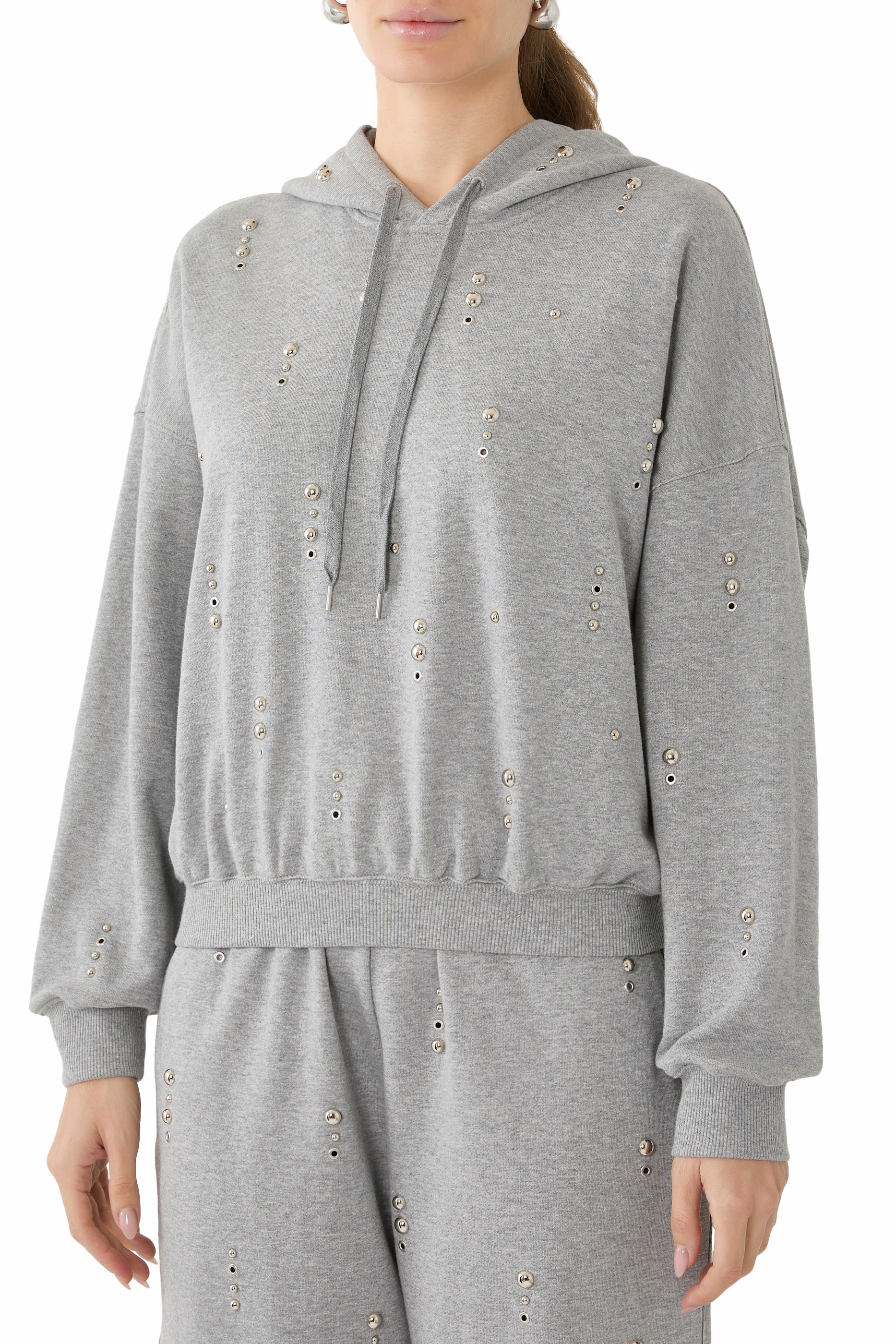 Stud Embellished Oversized Hoodie 
