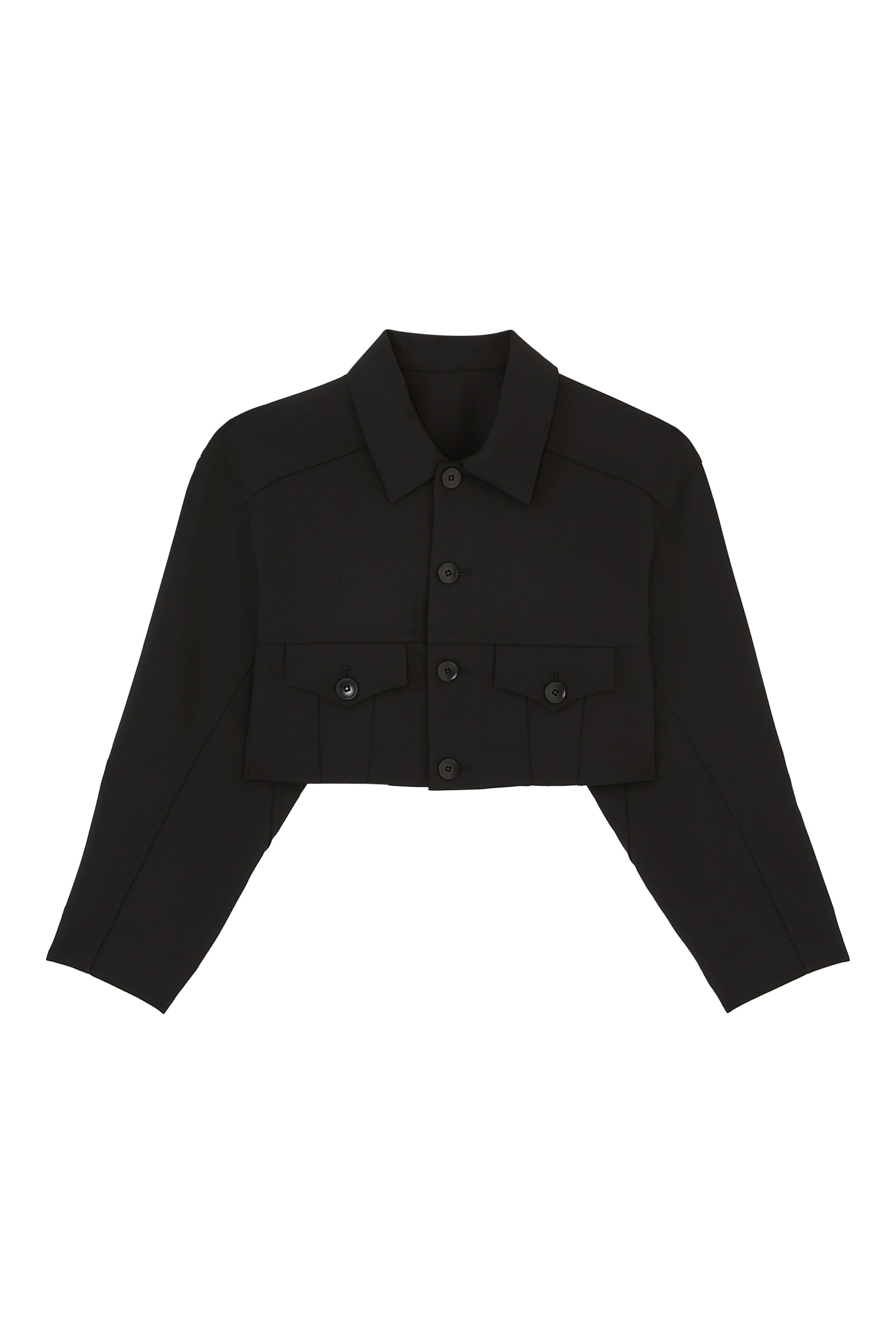 Double Faced Plainweave Cropped Jean Jacket