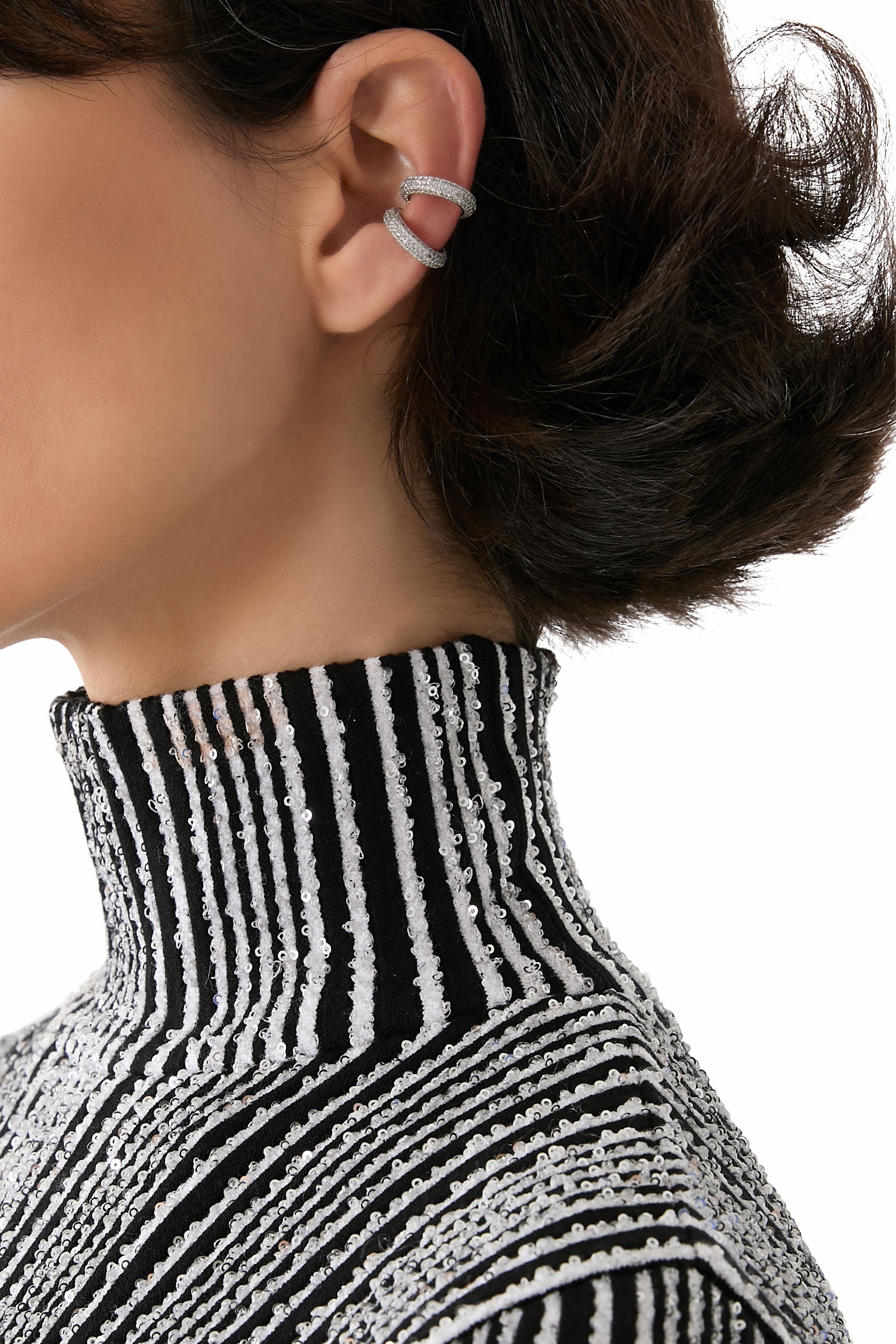 Micro Pave Ear Cuffs, Silver Plated & Cubic Zirconia