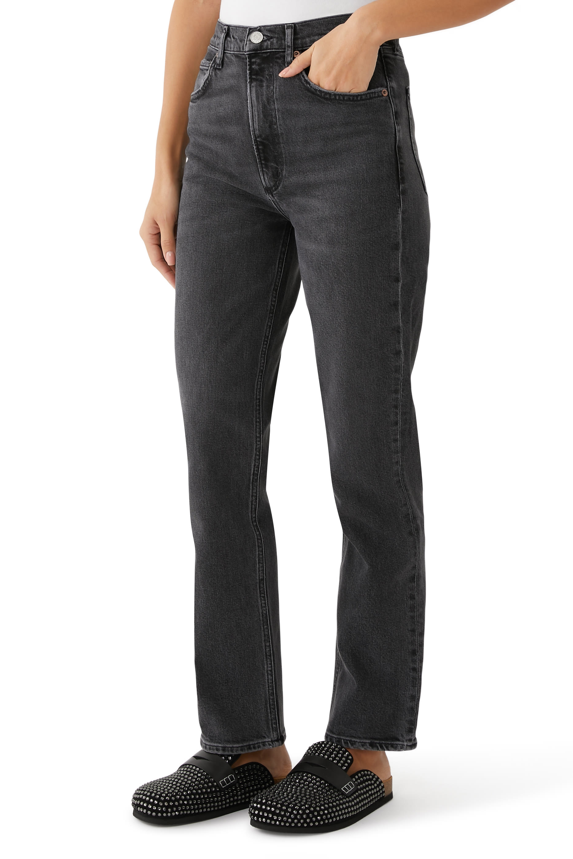 High Rise Stove Pipe Jeans