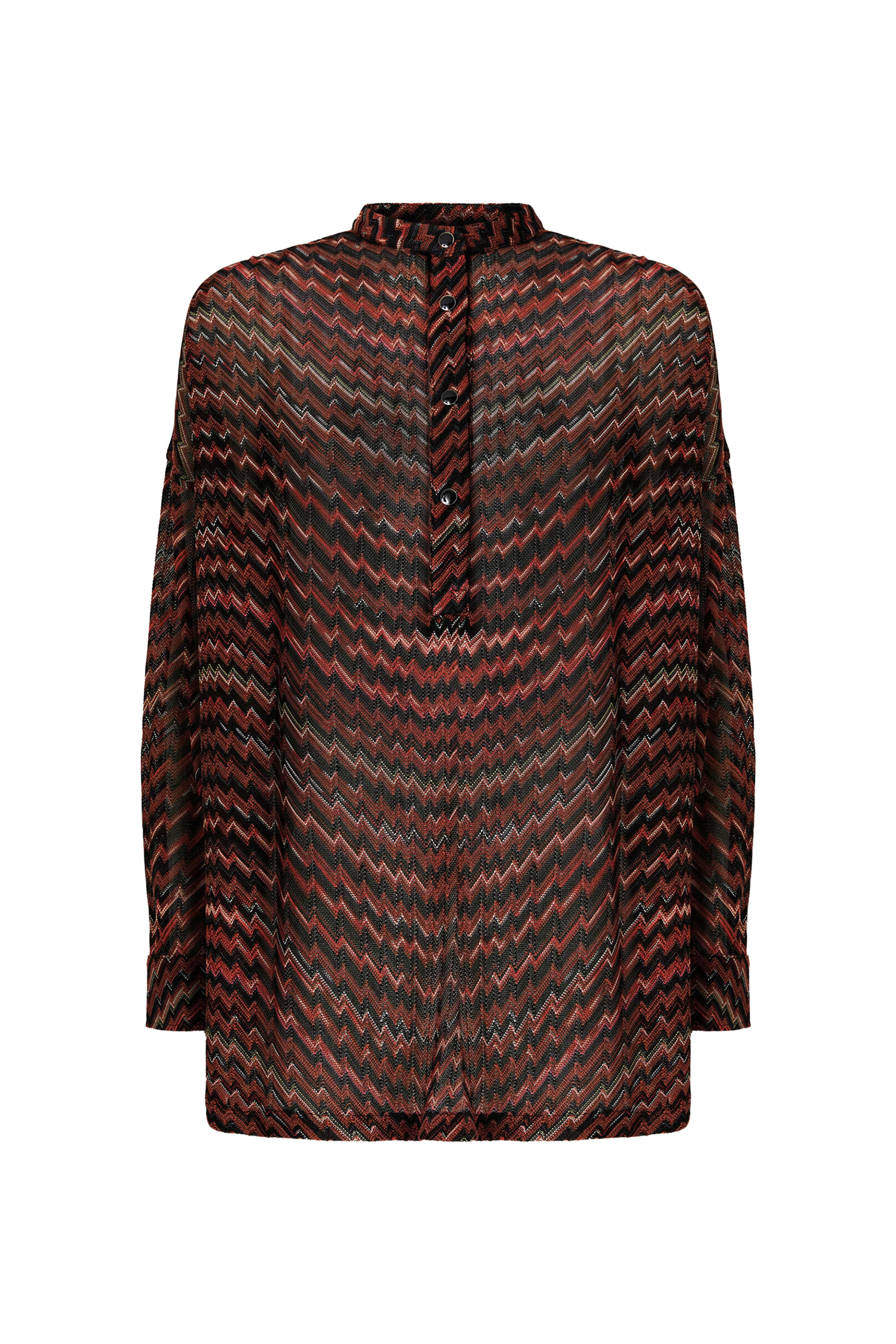 Blouse with Mandarin Collar & Zigzag Pattern