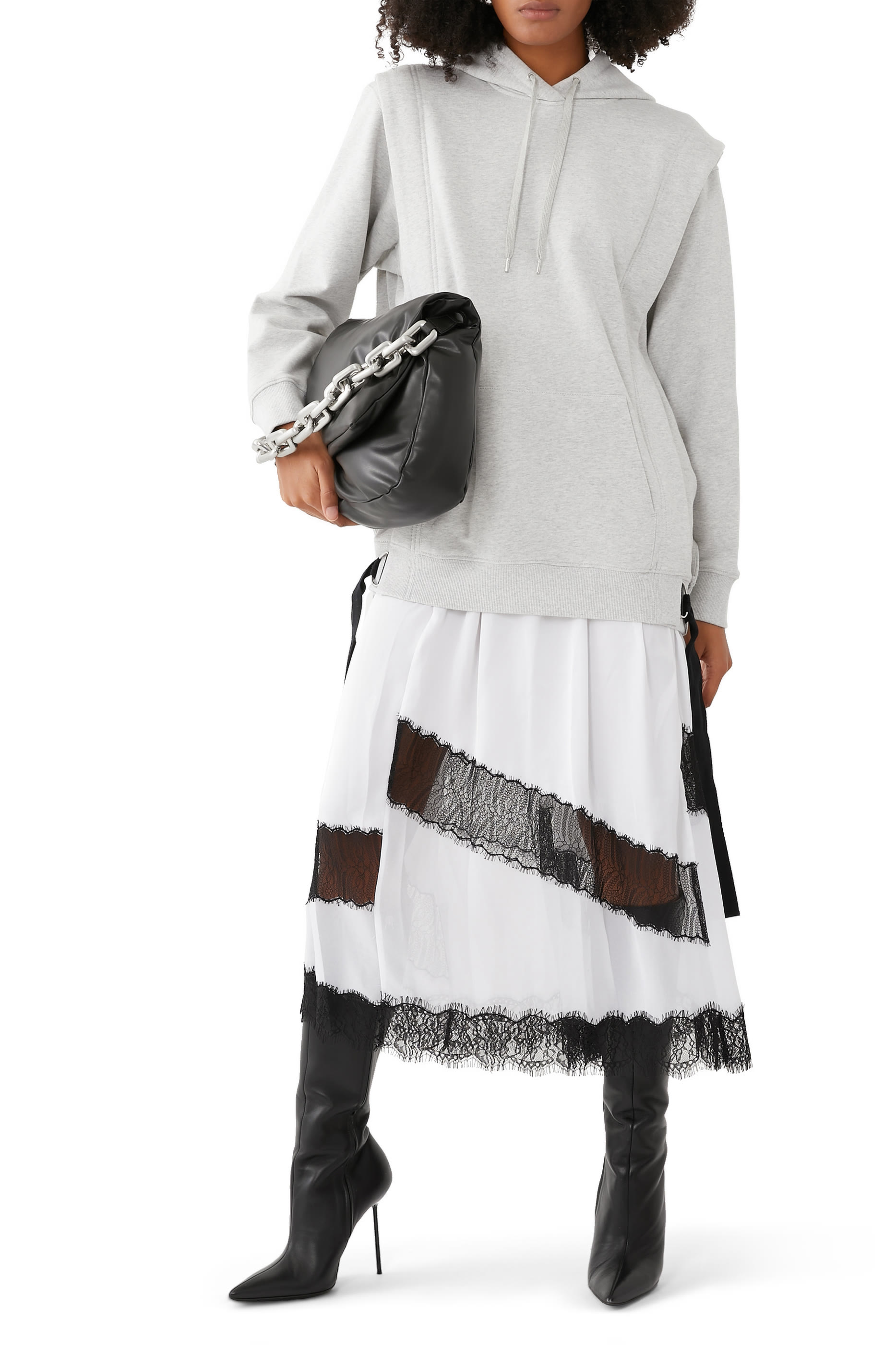 Lace Trim Hoodie Dress