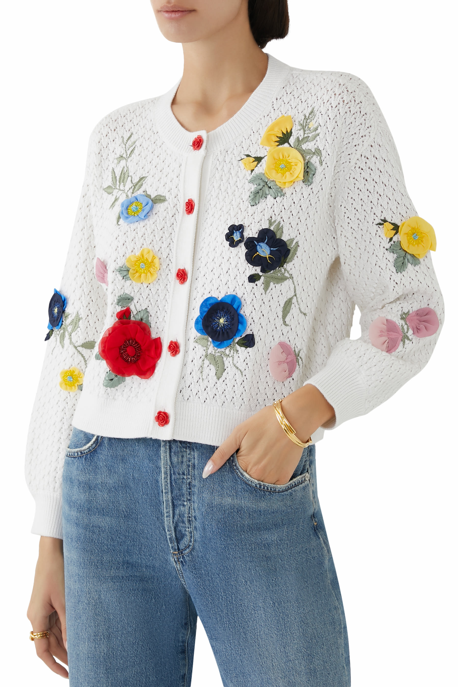 Brigid Embroidered Cropped Cardigan
