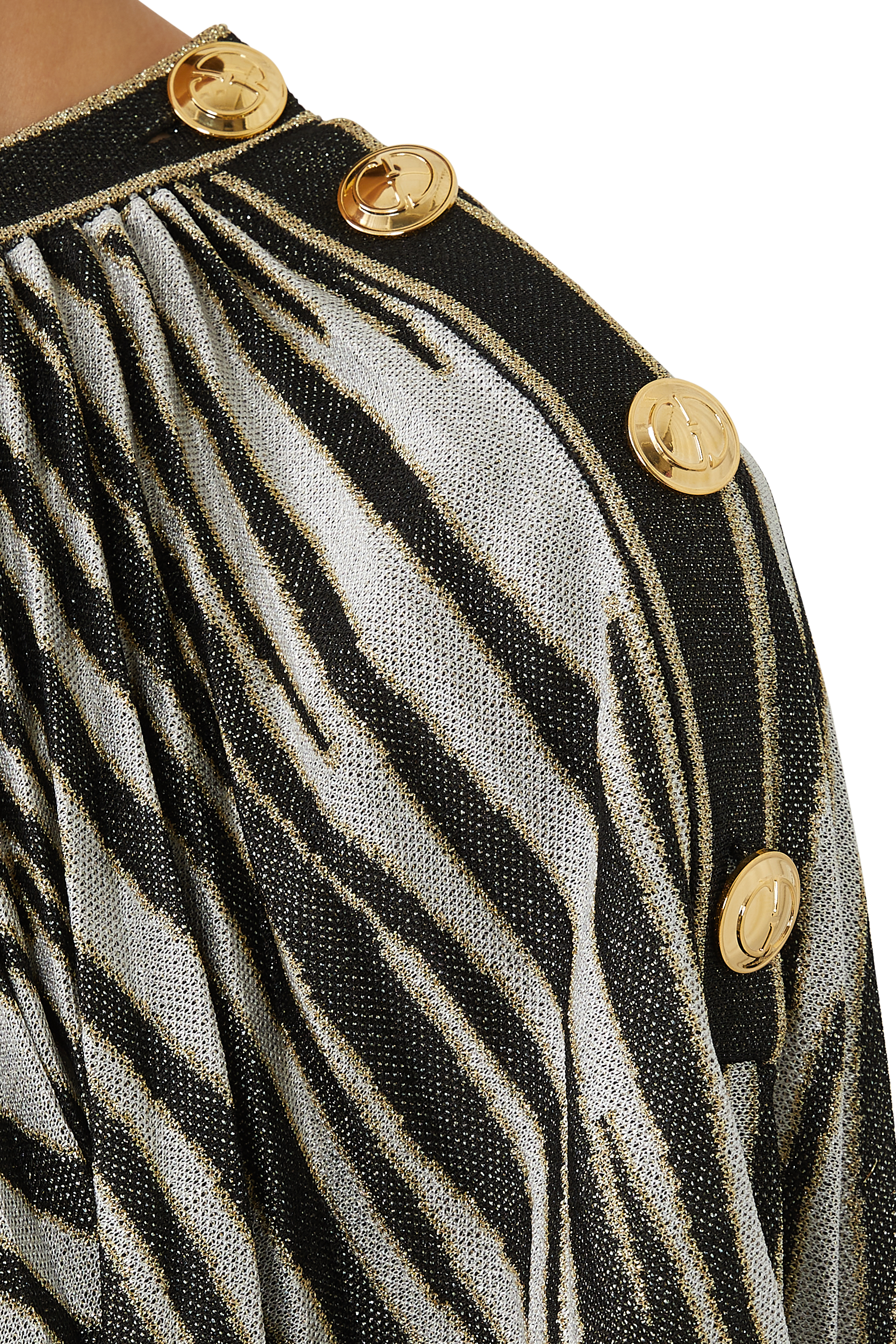 Pleated Lam&eacute; Tiger Print Dress