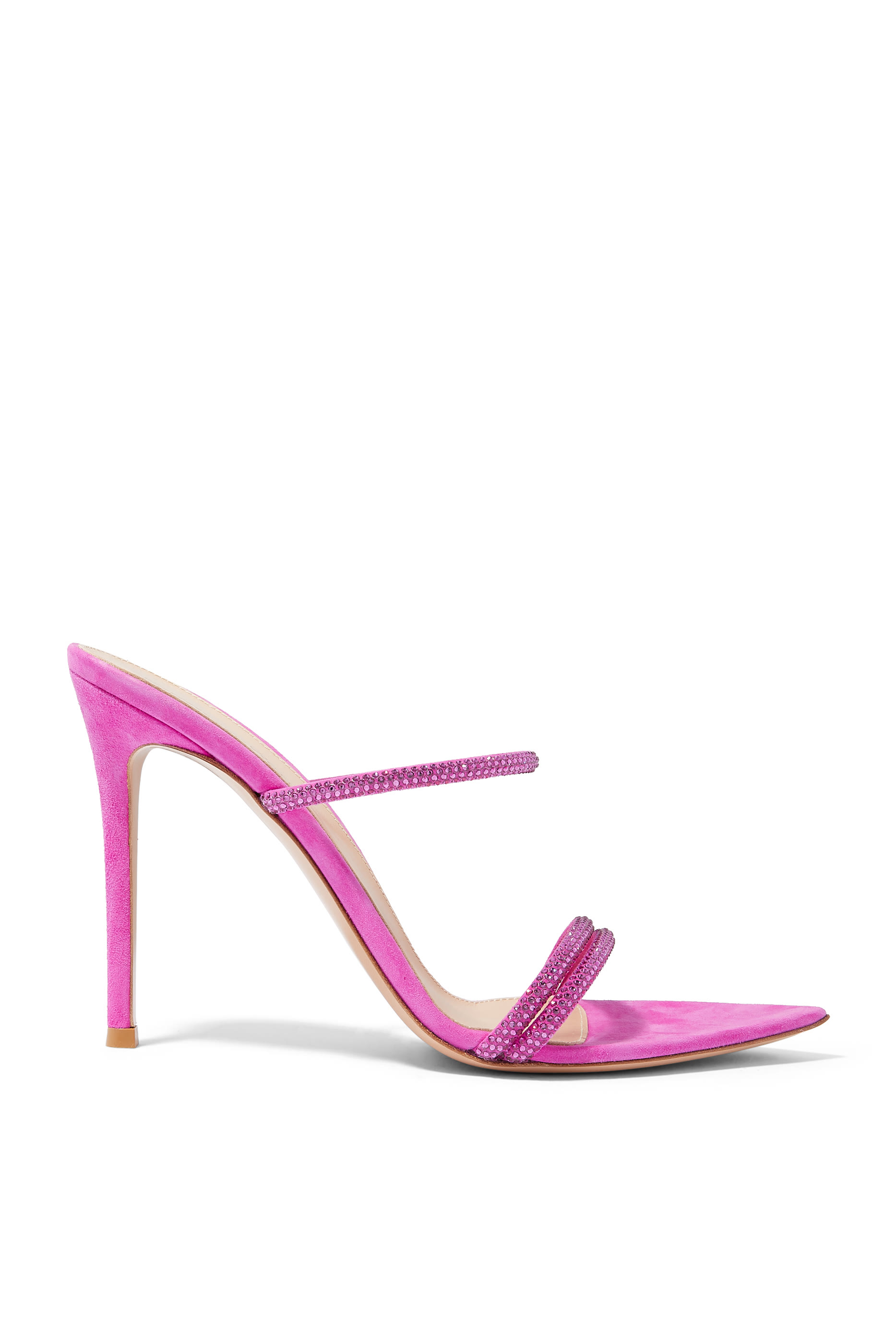 Cannes 105 Double Strap Strass Suede Open Toe Mules