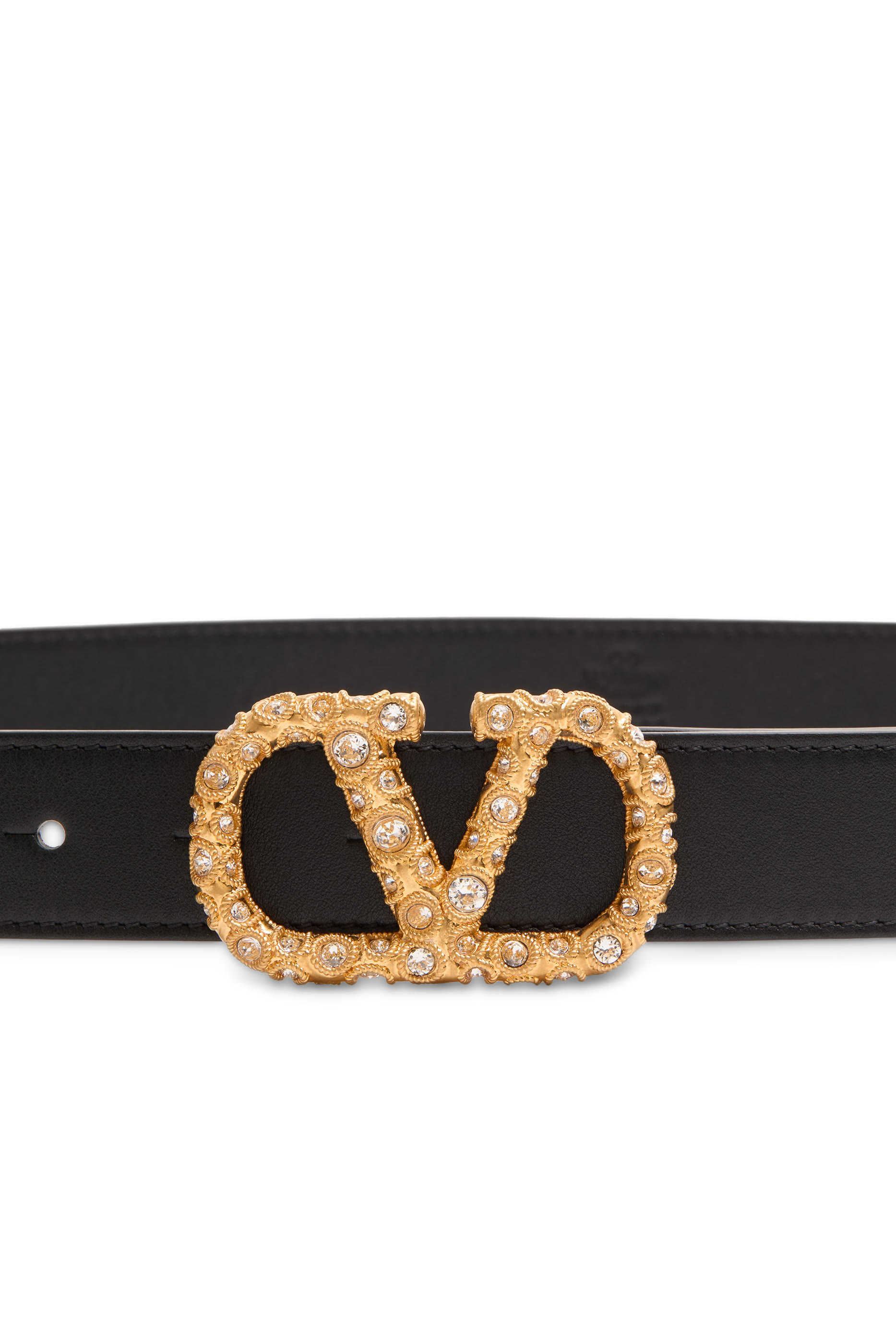 VLogo Signature Shiny Calfskin Belt with Crystals