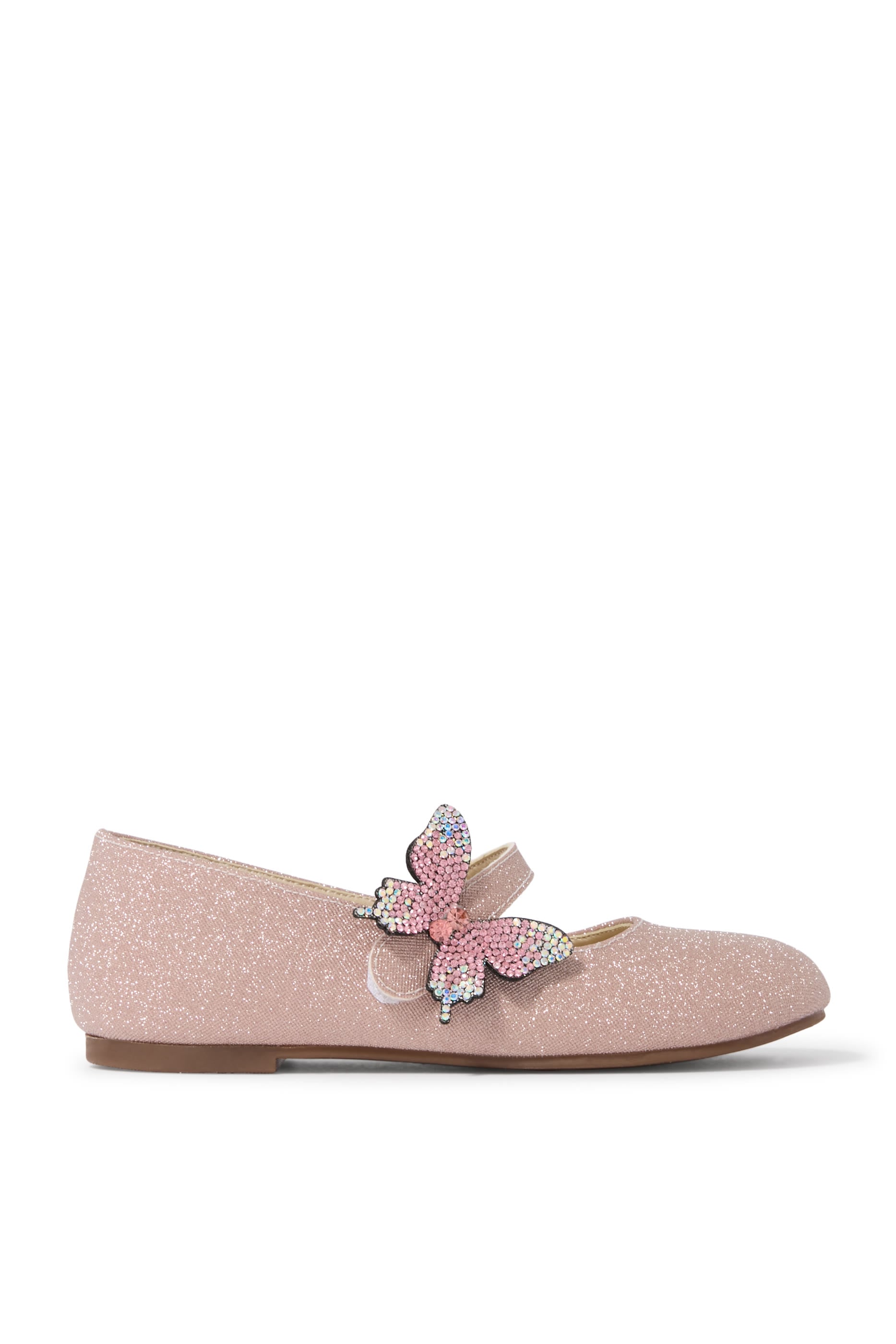 Kids Butterfly Crystals-Embellished Flats