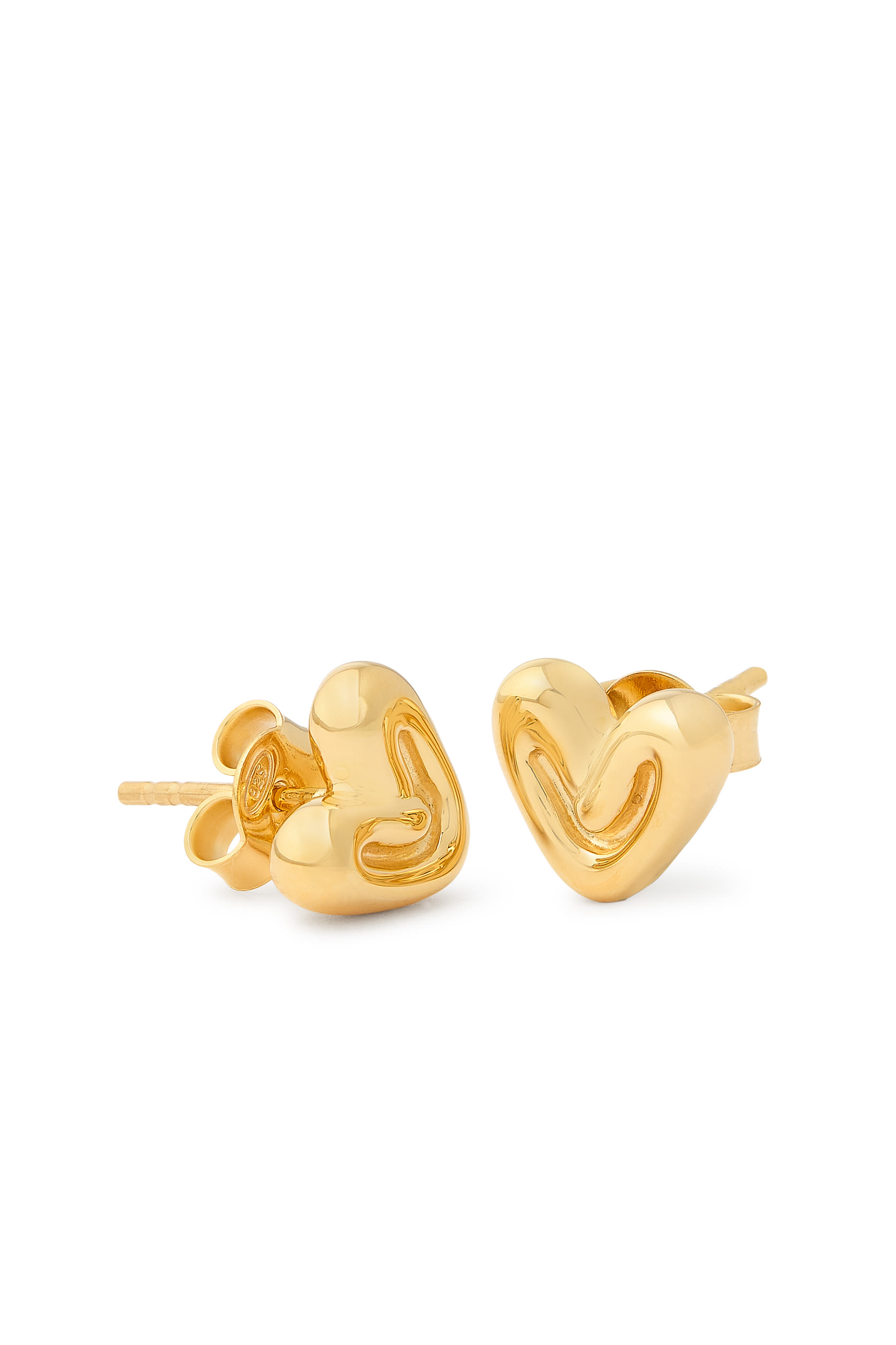 Puffy Heart Mini Stud Earrings,  18ct Recycled Gold Vermeil on Recycled Sterling Silver