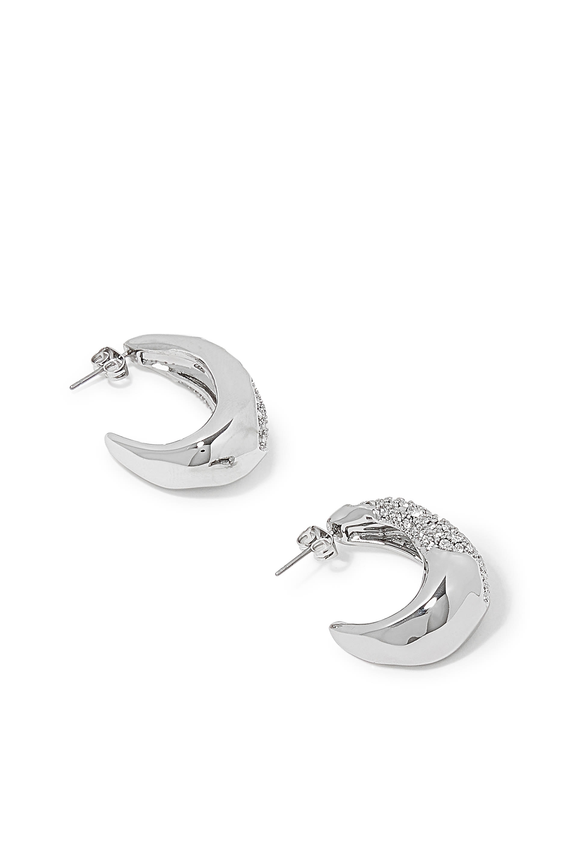 Solanales Silver Crystal Hoop Earrings
