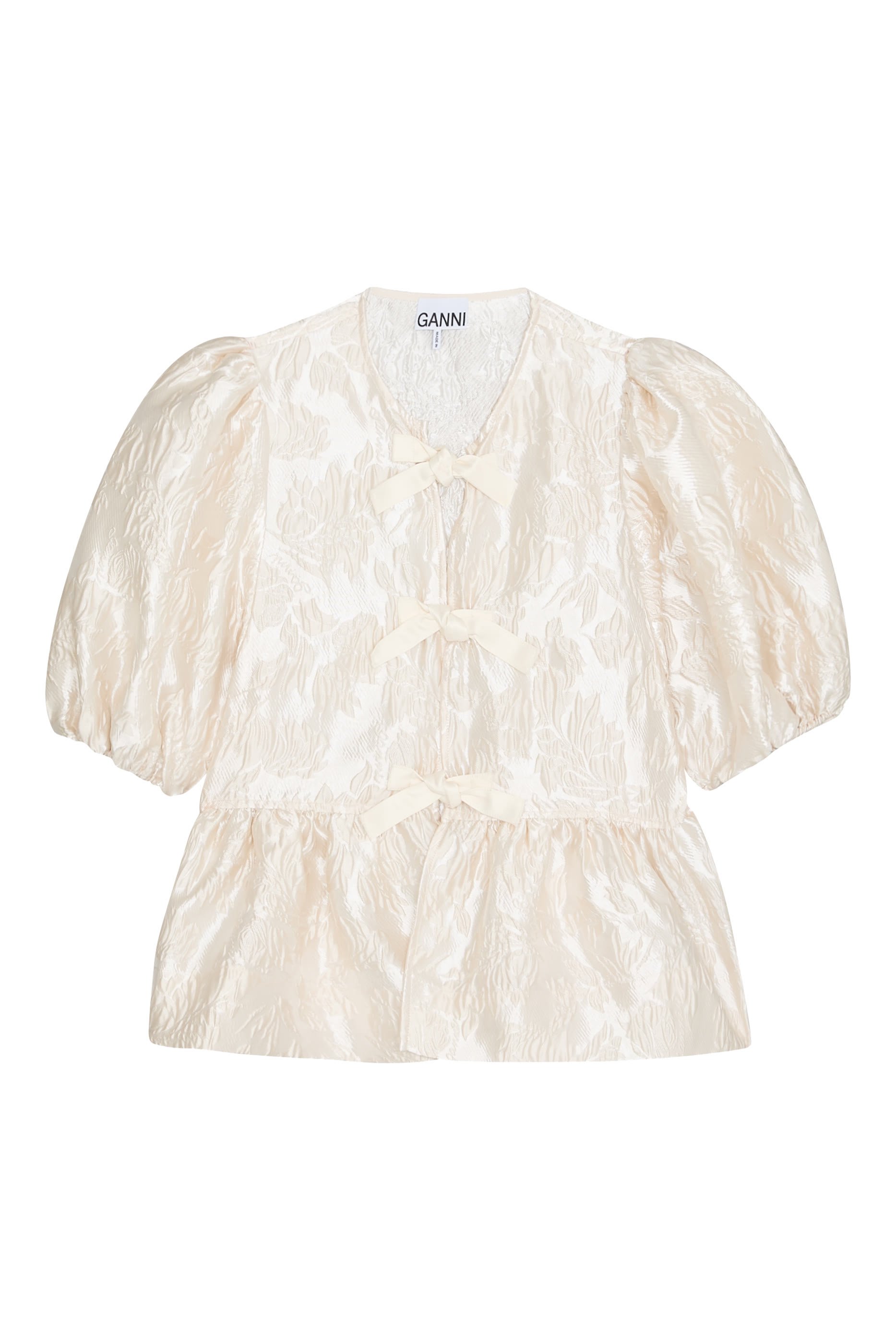 Satin Peplum Tie Blouse