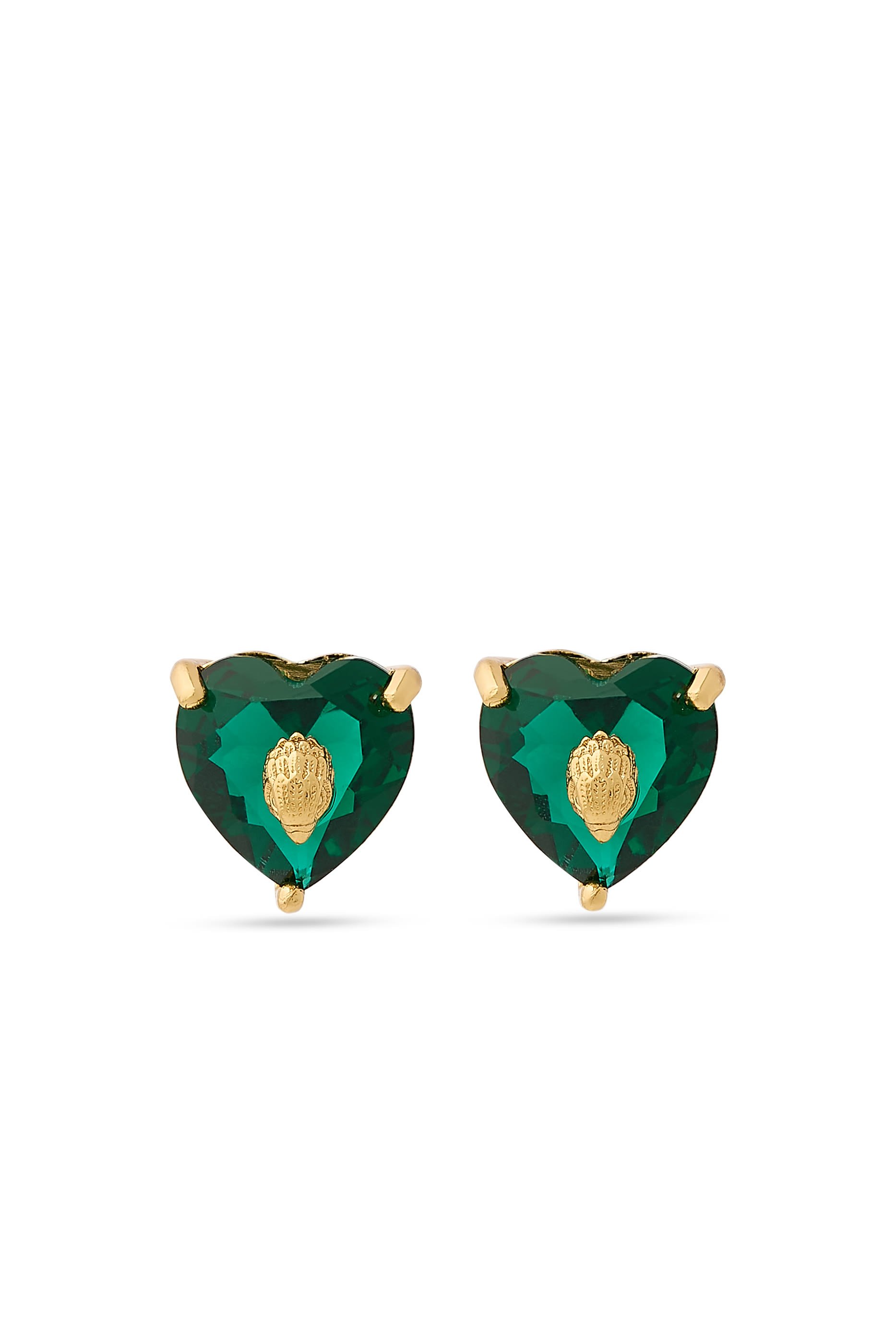 Crystal Heart Stud Earrings, Brass