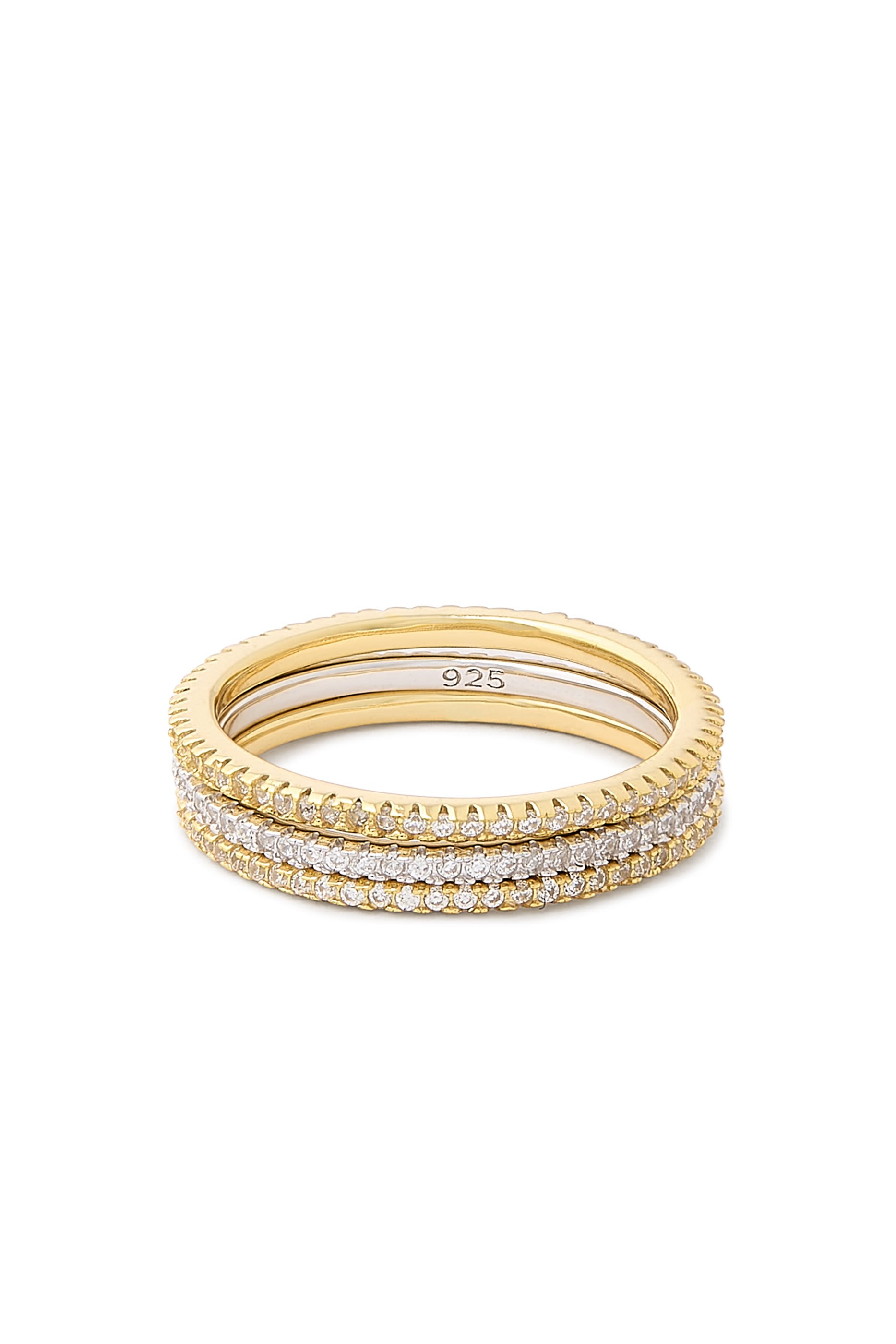  Eternity Band Ring Set,  14k Vermeil on Sterling Silver & Cubic Zirconia