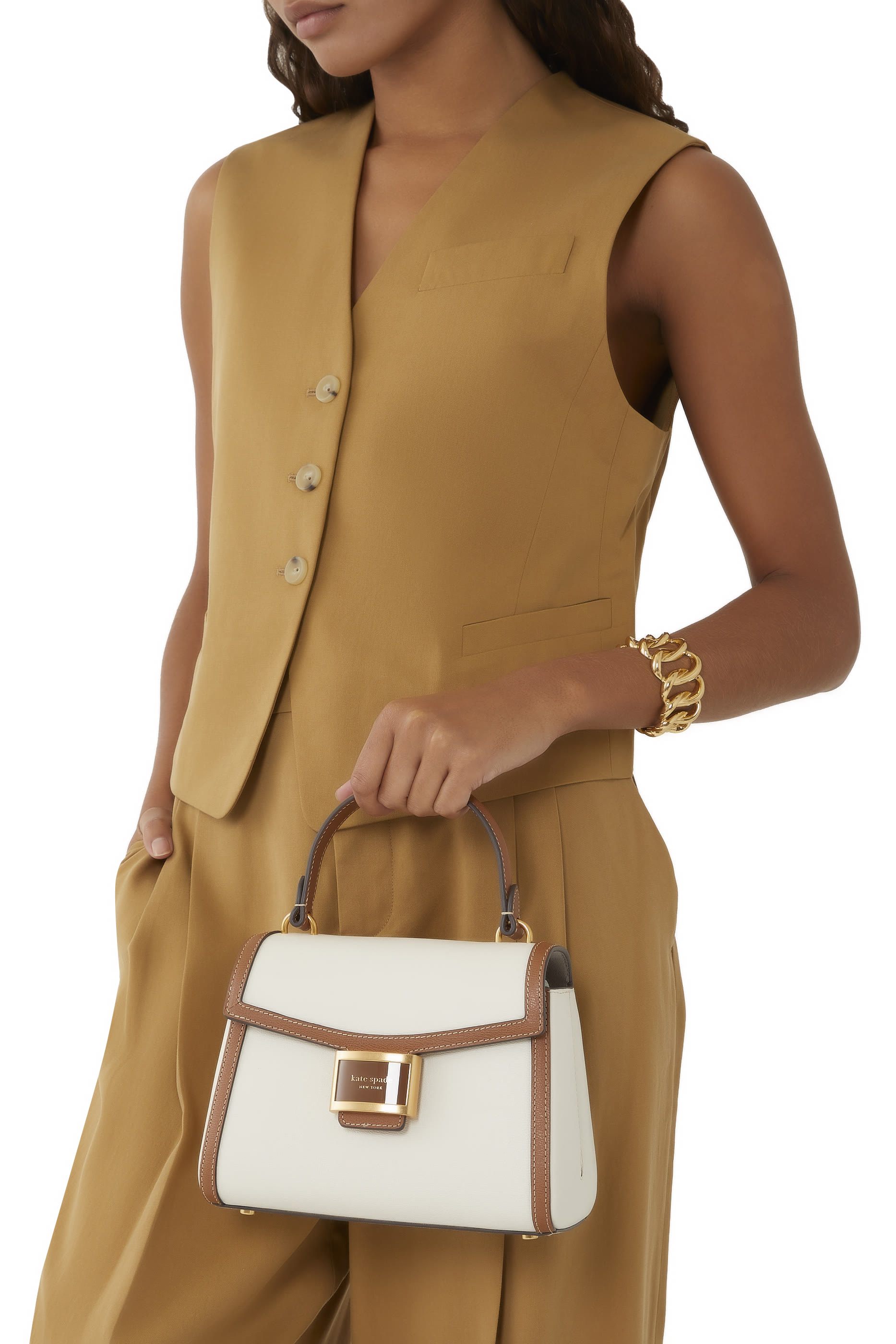 Katy Color-Blocked Medium Top-Handle Bag