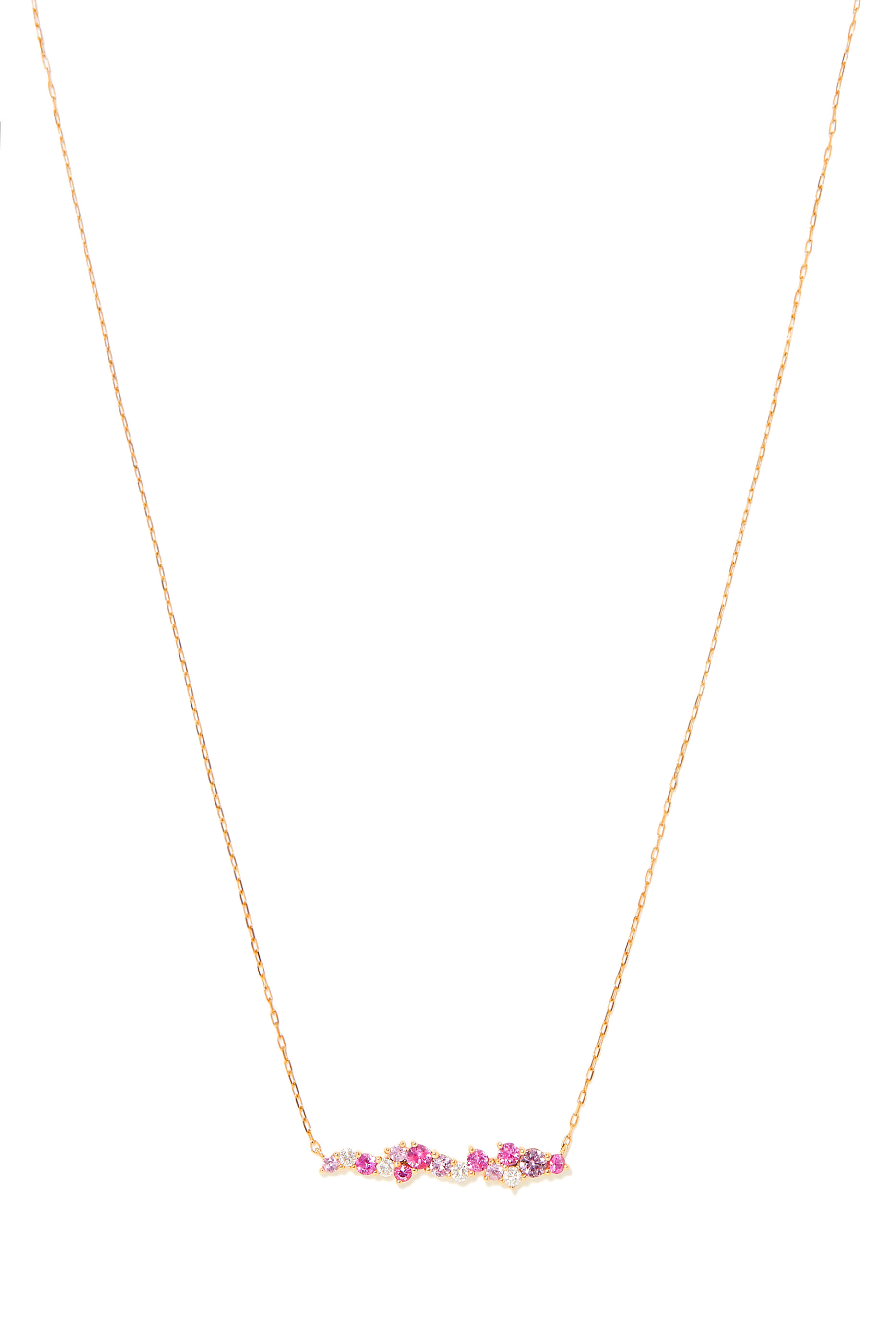 Cocktail Bar Necklace, 14k Yellow Gold with Sapphire & Diamonds
